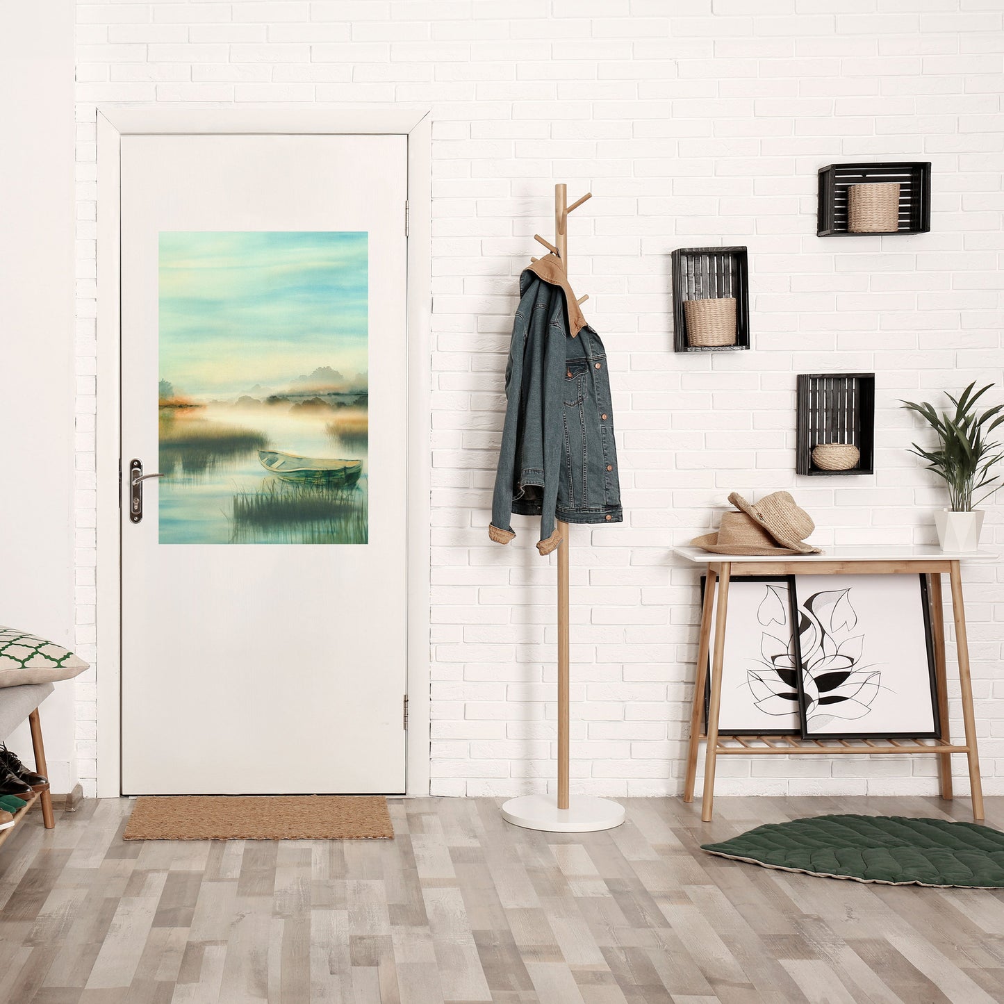 MORGON VID SJÖN Vertikal poster med självhäftande tryck