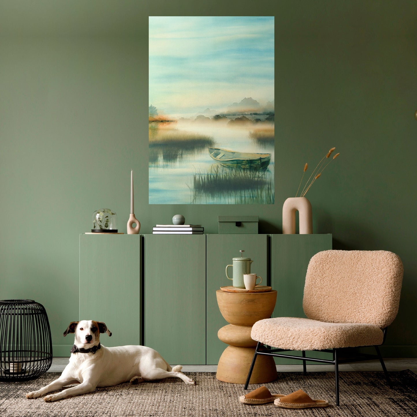 MORGON VID SJÖN Vertikal poster med självhäftande tryck