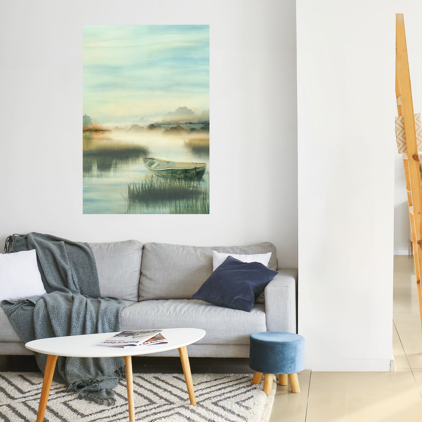 MORGON VID SJÖN Vertikal poster med självhäftande tryck