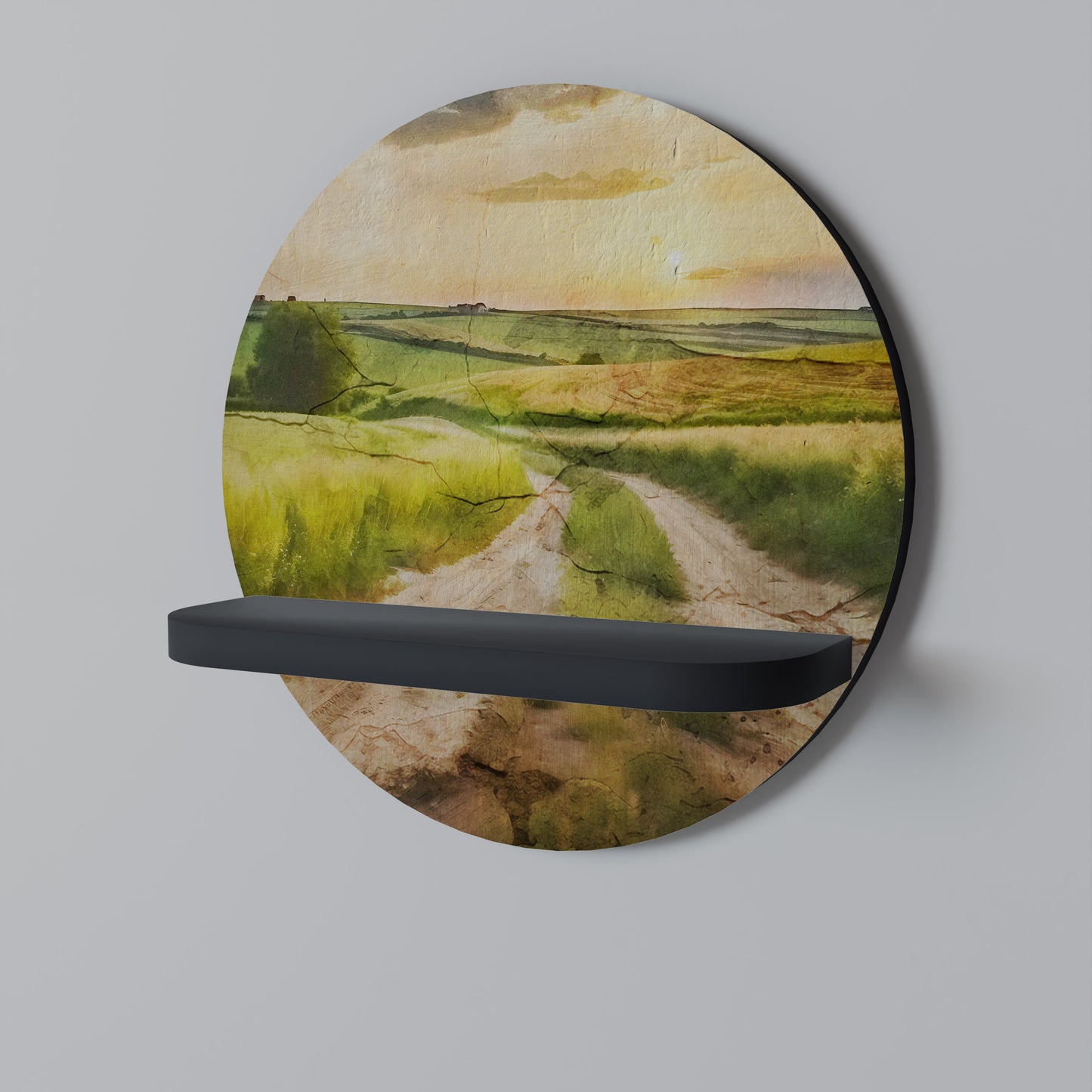 SUNSET PATH Rund konsthylla i svart finish