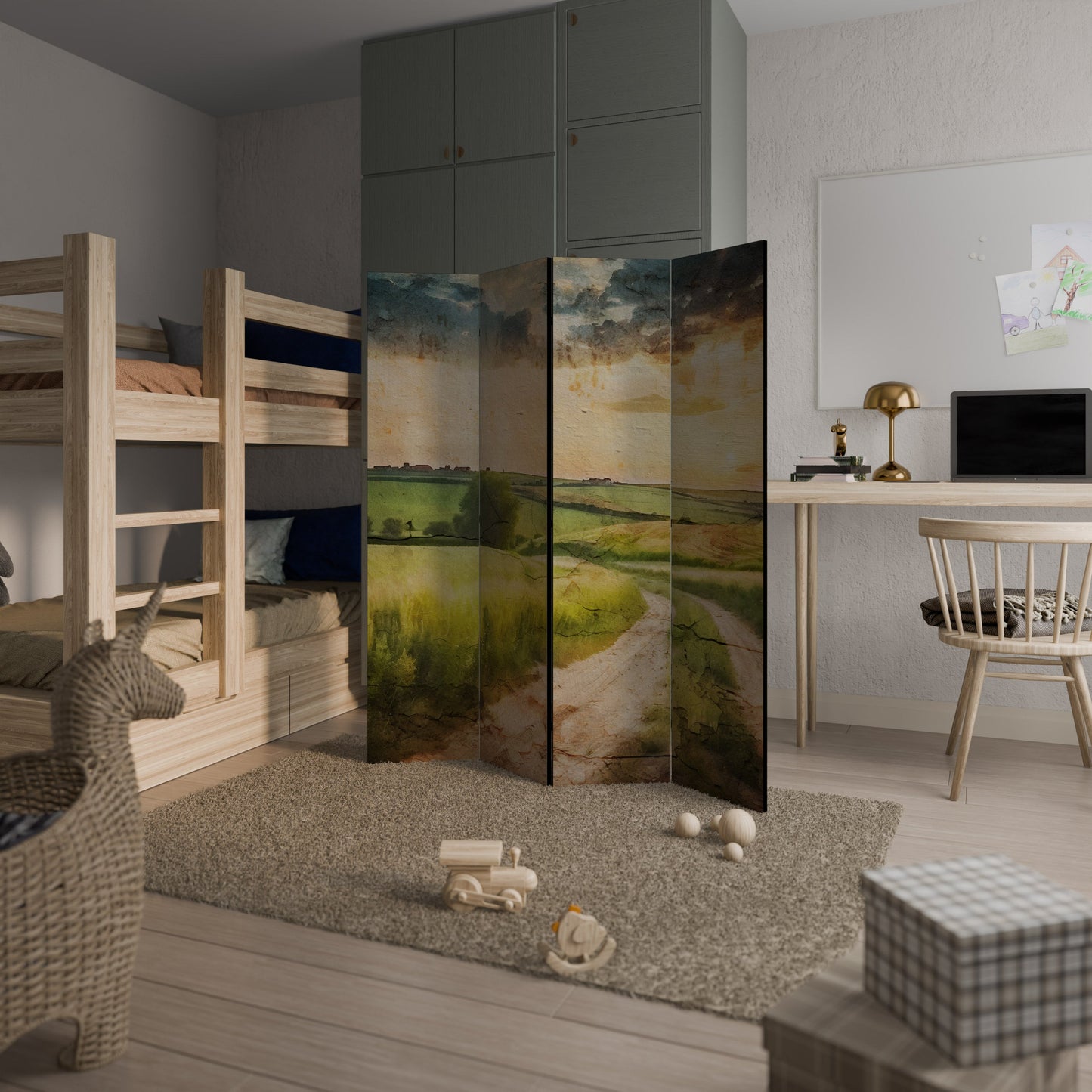 SUNSET PATH Decorative 4-Panel Room Divider