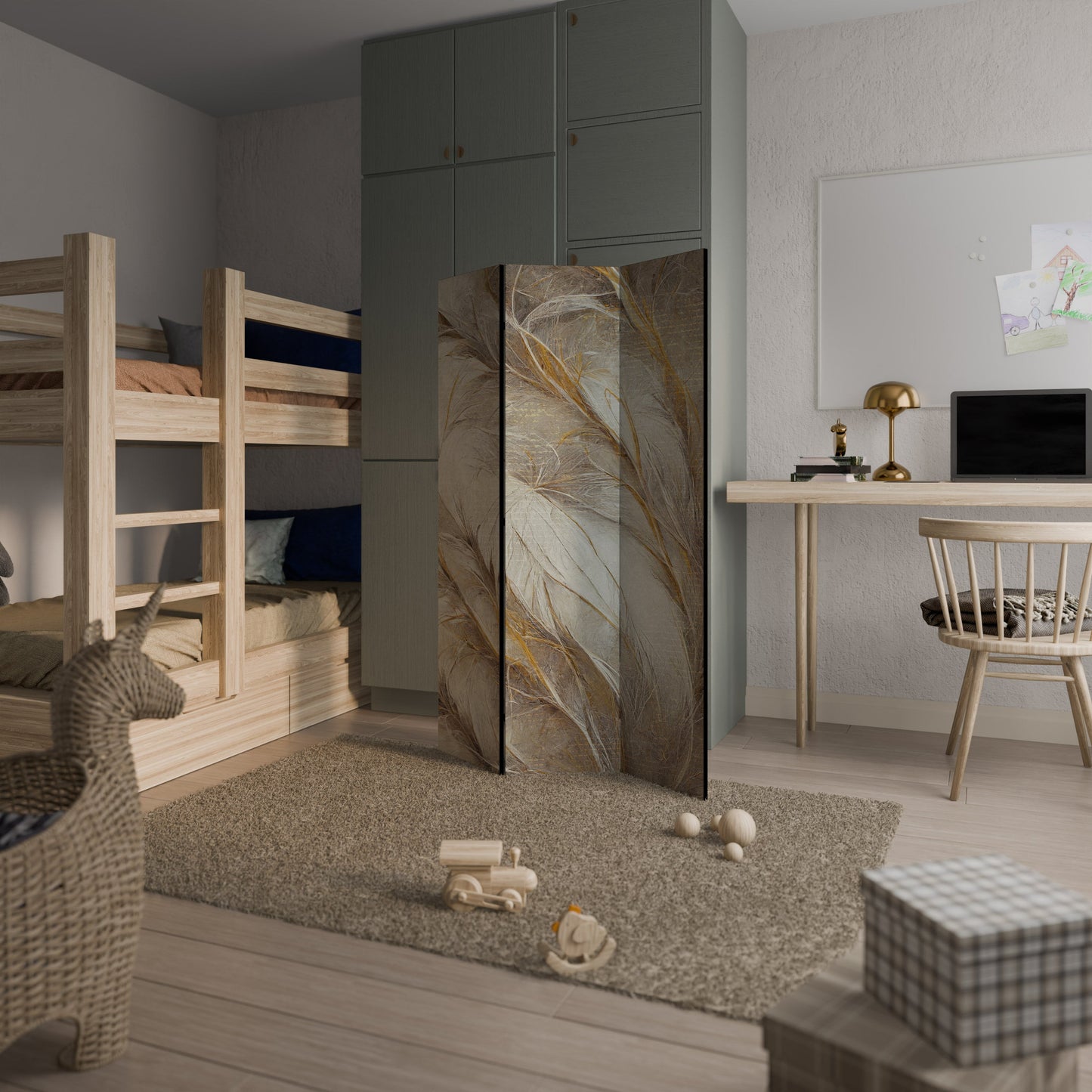 SOFT PLUMAGE Decorative 3-Panel Room Divider