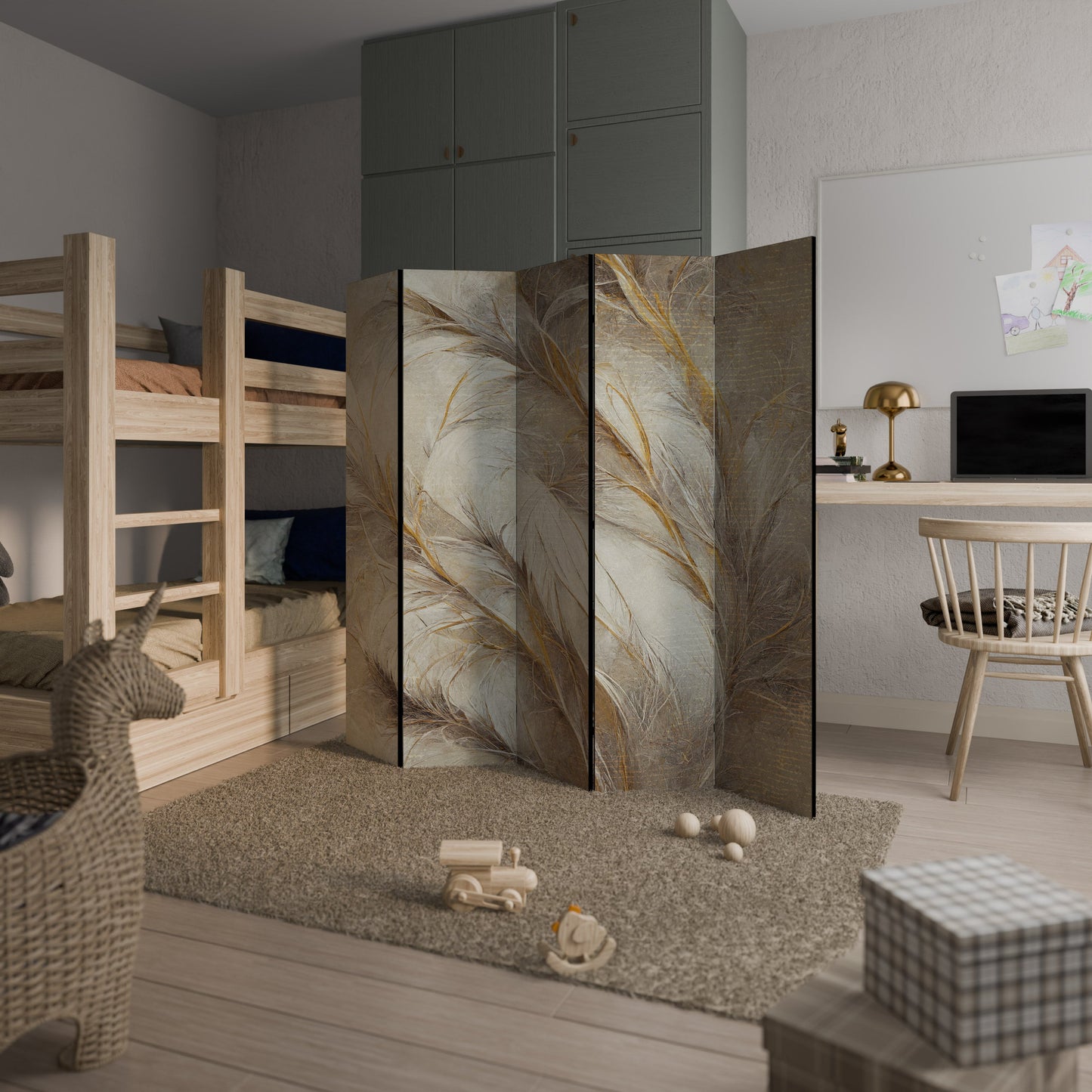 SOFT PLUMAGE Decorative 5-Panel Room Divider