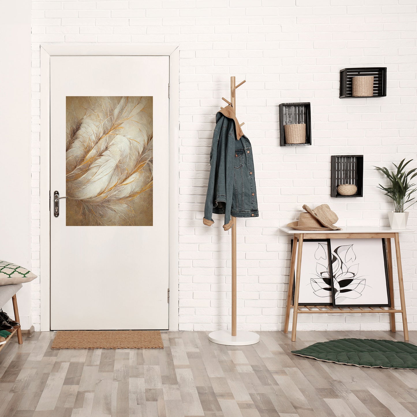 MJUK FJÄDRÄDDRÄD, skalbar och självhäftande vertikal affisch