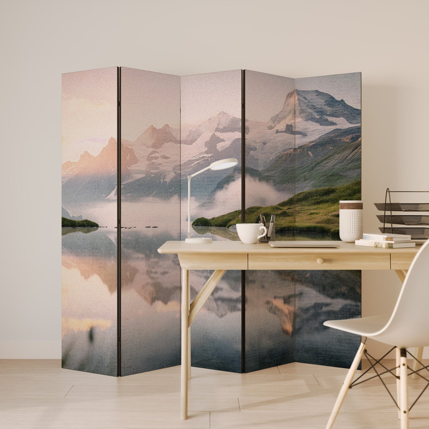 FOGGY HORIZON Decorative 5-Panel Room Divider