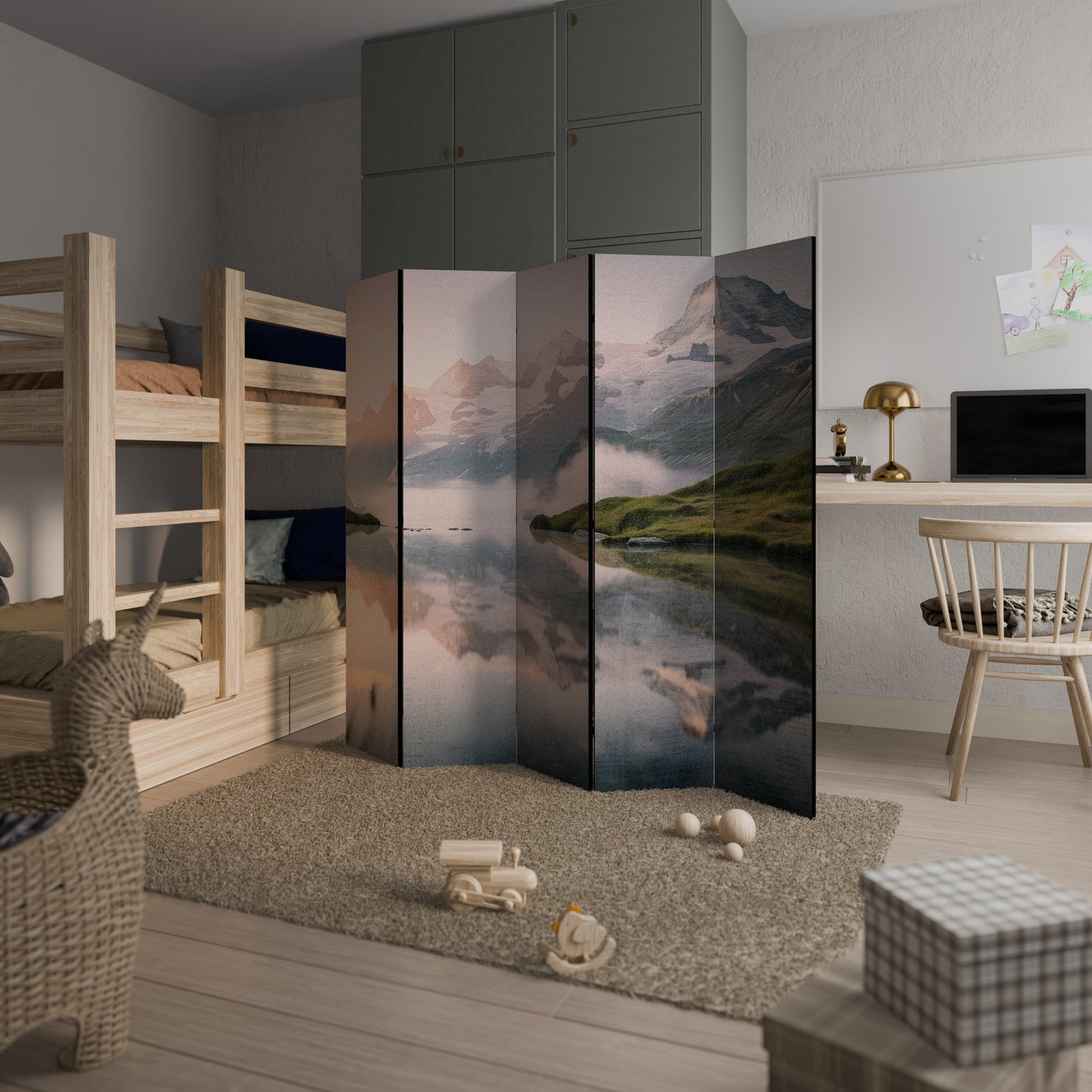 FOGGY HORIZON Decorative 5-Panel Room Divider