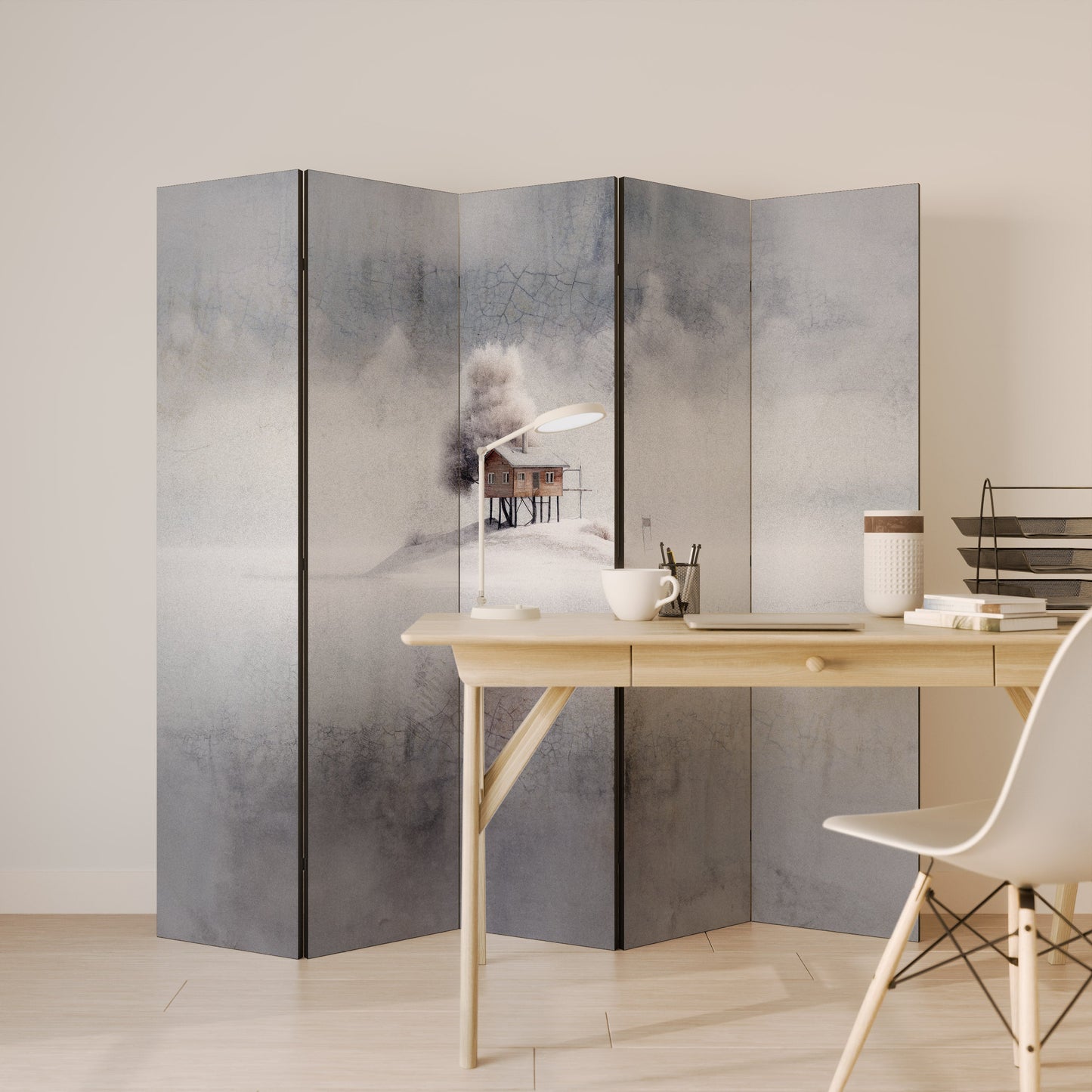 SILENT CABIN Decorative 5-Panel Room Divider
