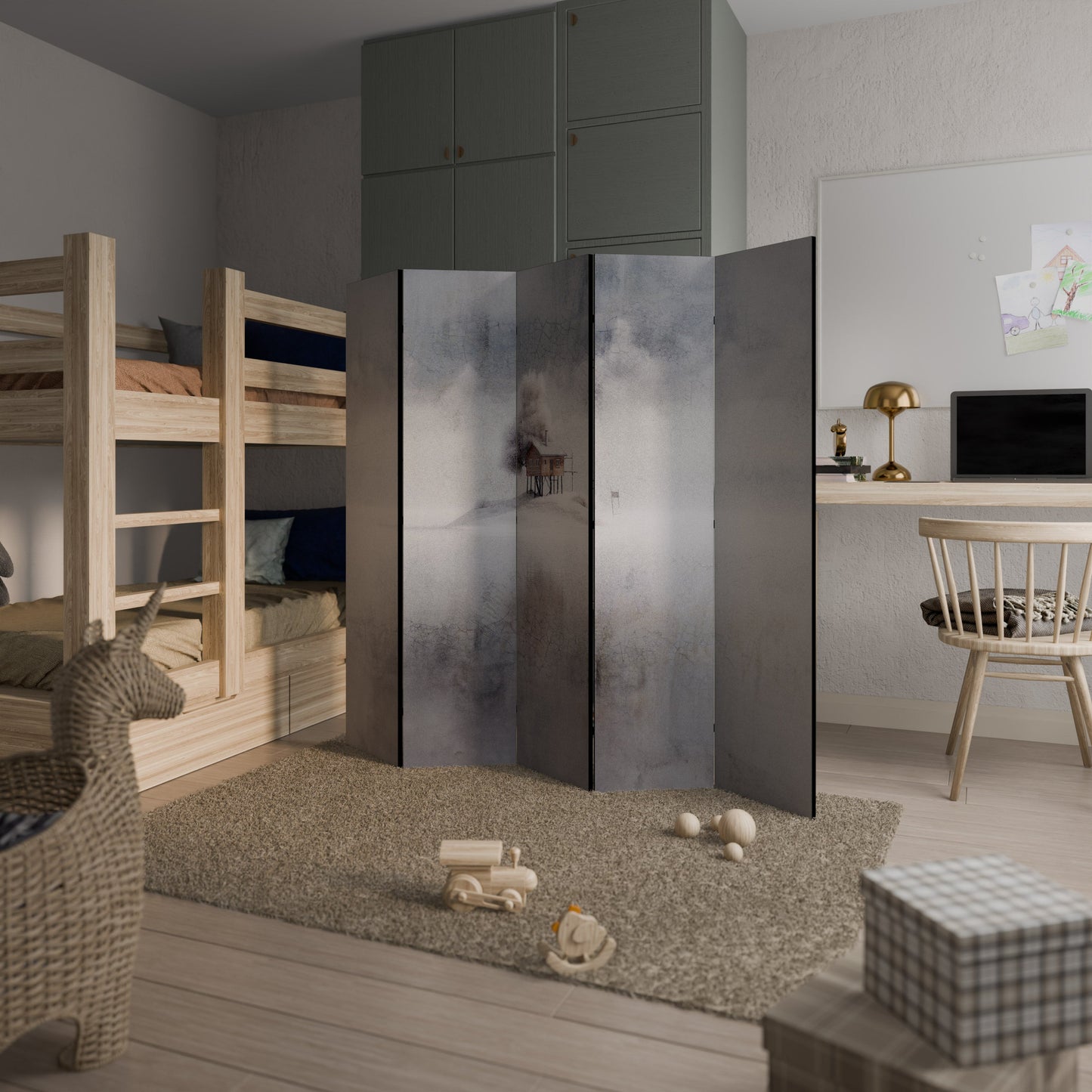SILENT CABIN Decorative 5-Panel Room Divider