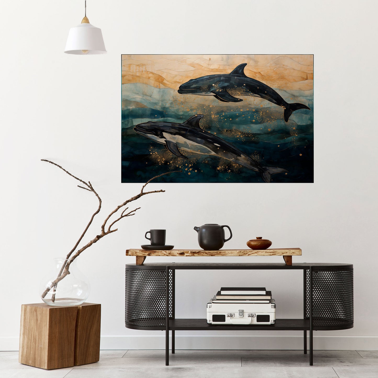 GOLD WAVES horisontell affisch med självhäftande motiv