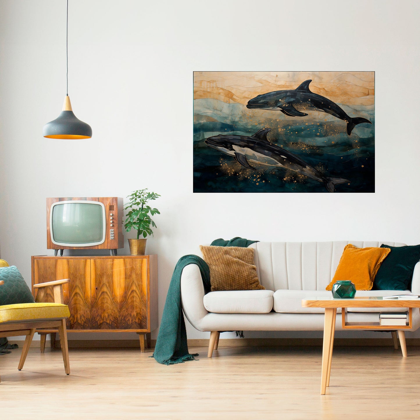 GOLD WAVES horisontell affisch med självhäftande motiv