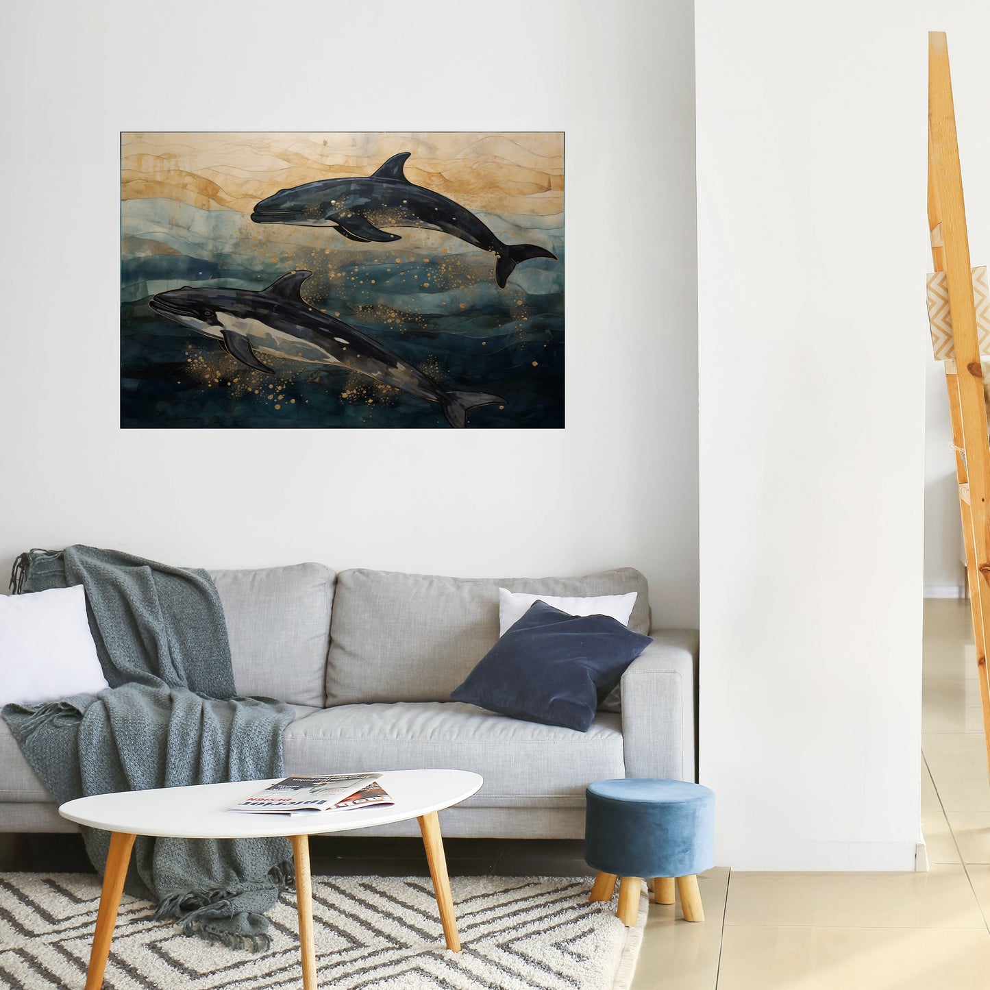 GOLD WAVES horisontell affisch med självhäftande motiv