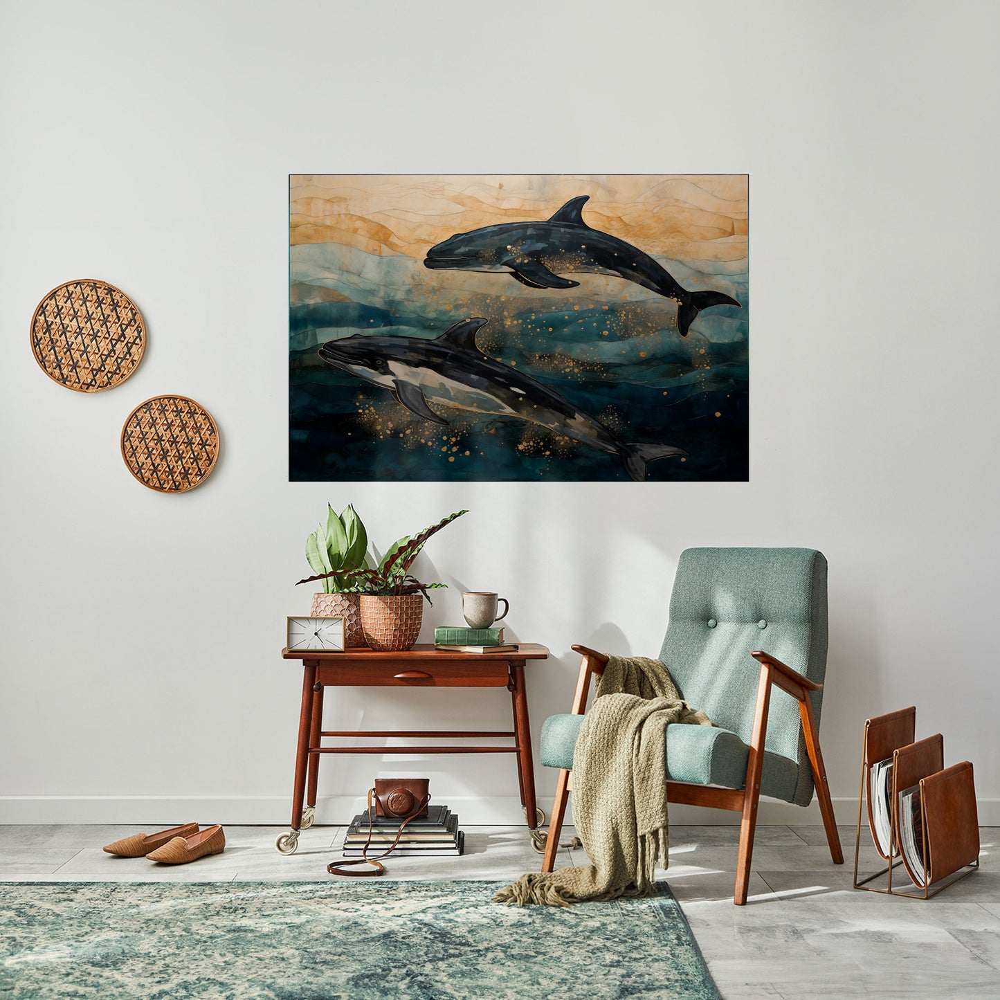 GOLD WAVES horisontell affisch med självhäftande motiv