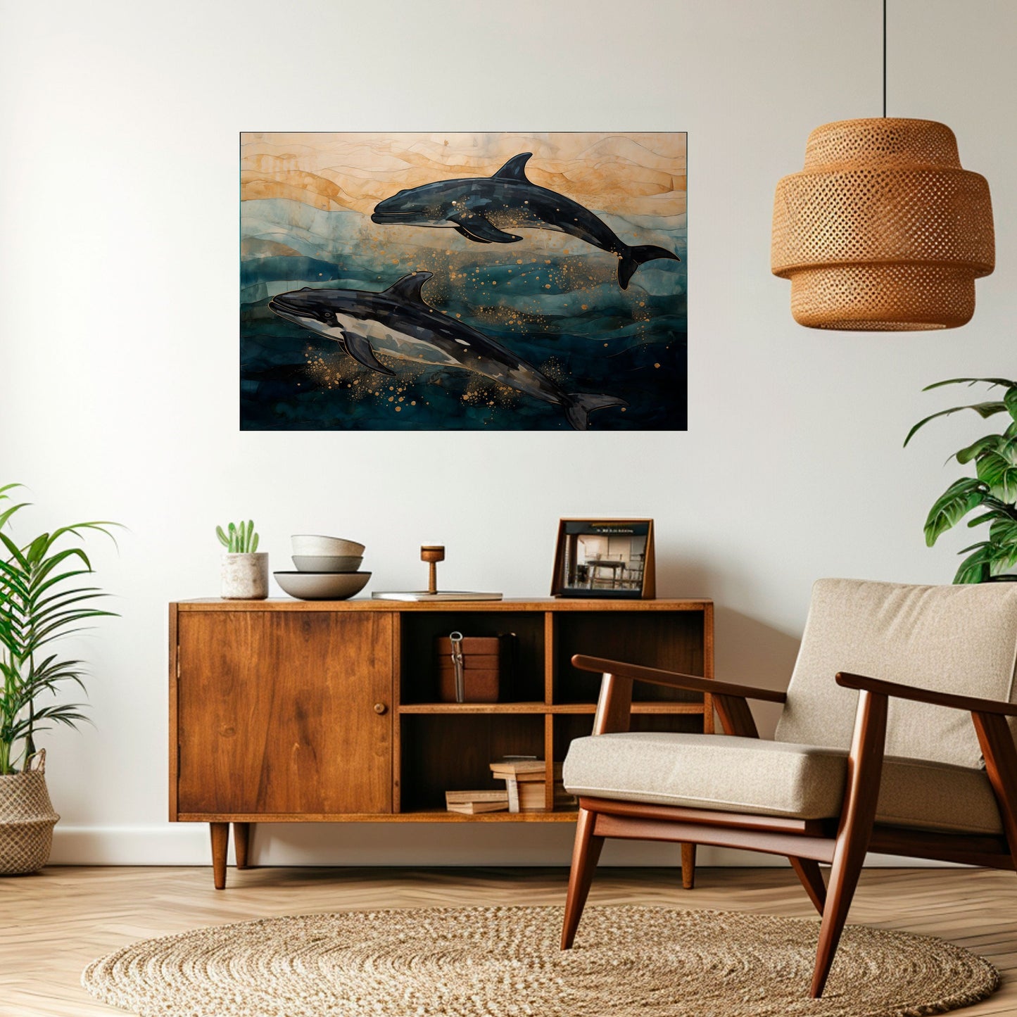 GOLD WAVES horisontell affisch med självhäftande motiv