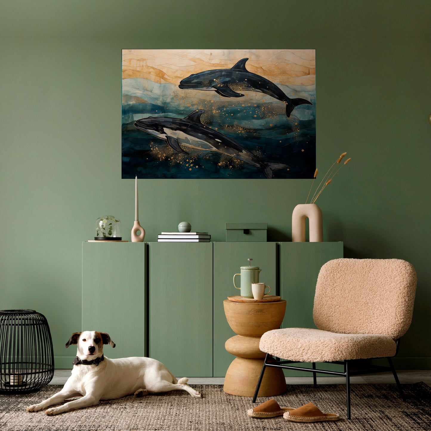 GOLD WAVES horisontell affisch med självhäftande motiv