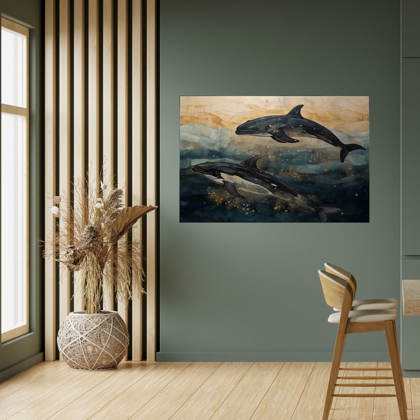 GOLD WAVES horisontell affisch med självhäftande motiv