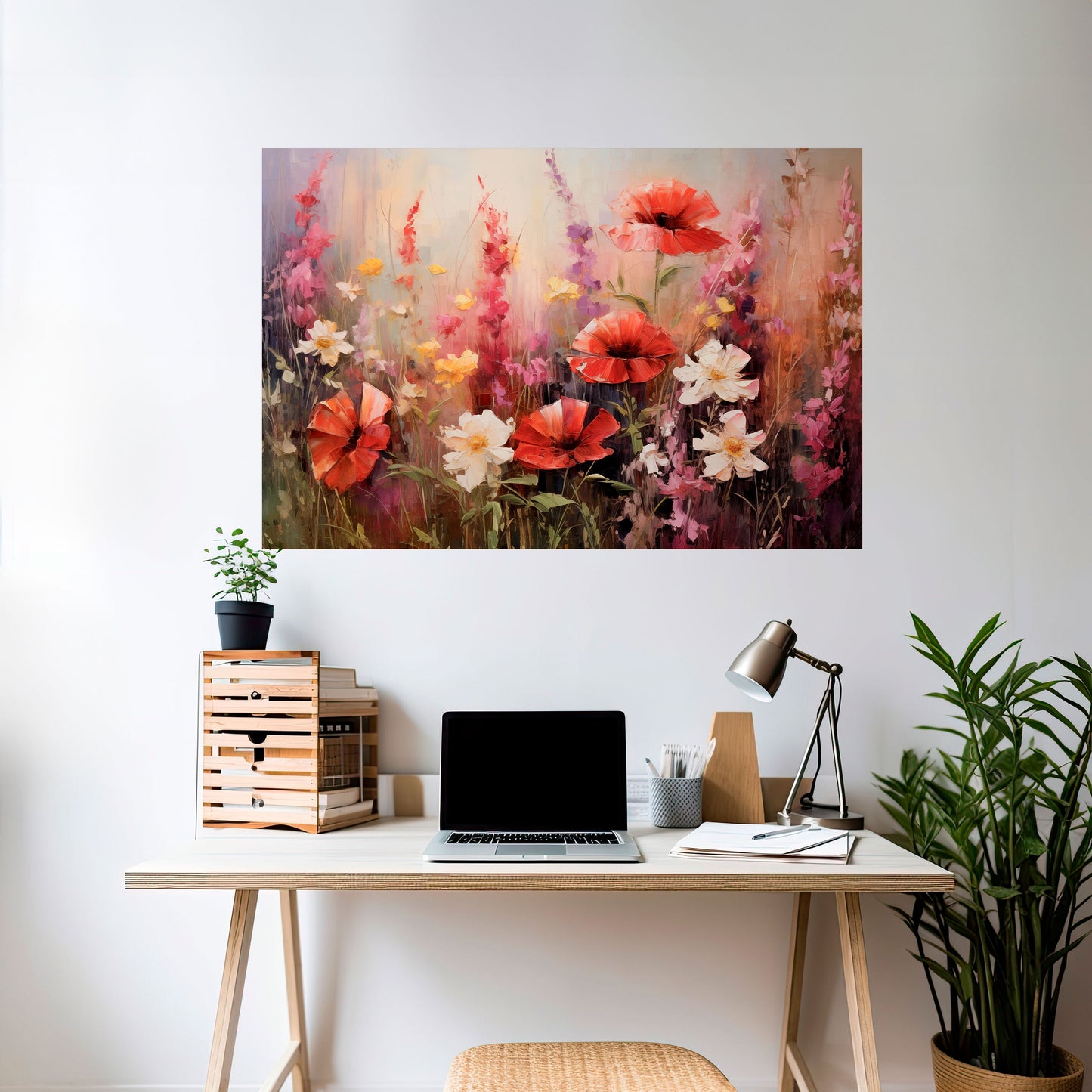 Vibrant Bloom Symphony horisontell poster med självhäftande text