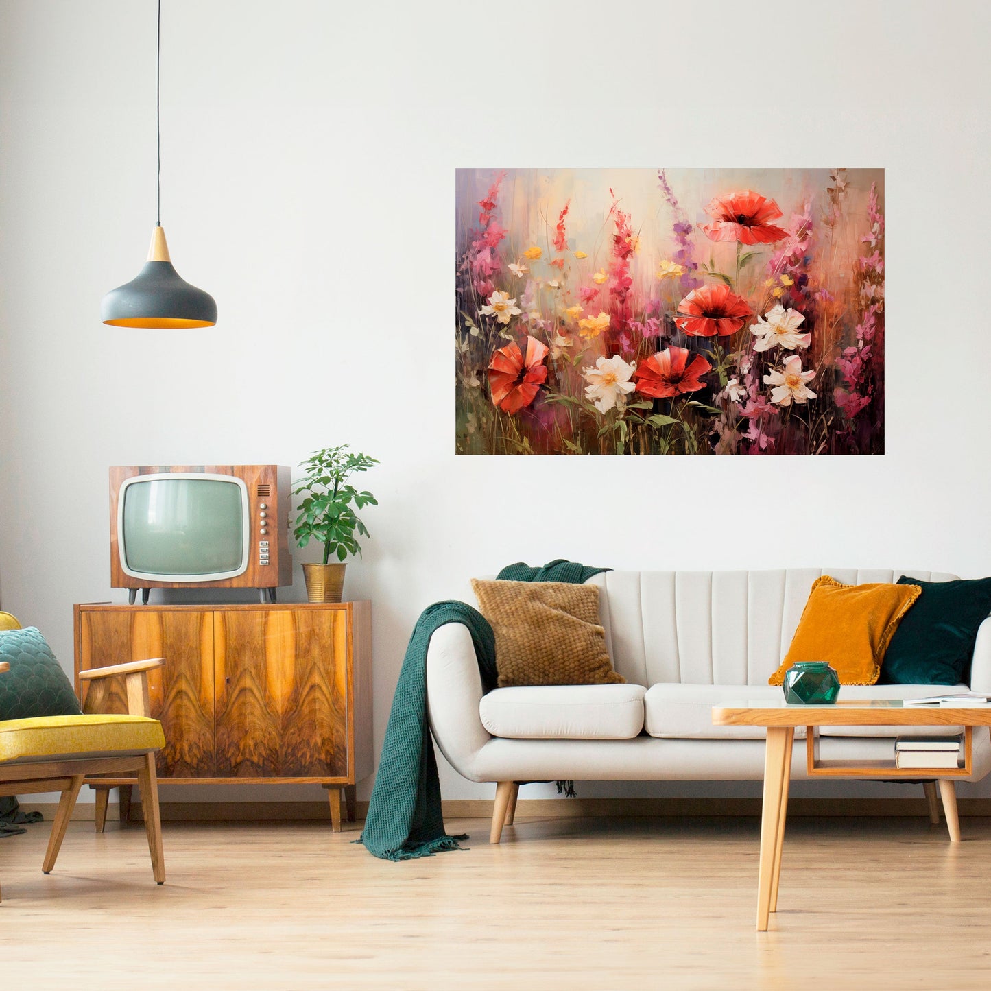 Vibrant Bloom Symphony horisontell poster med självhäftande text