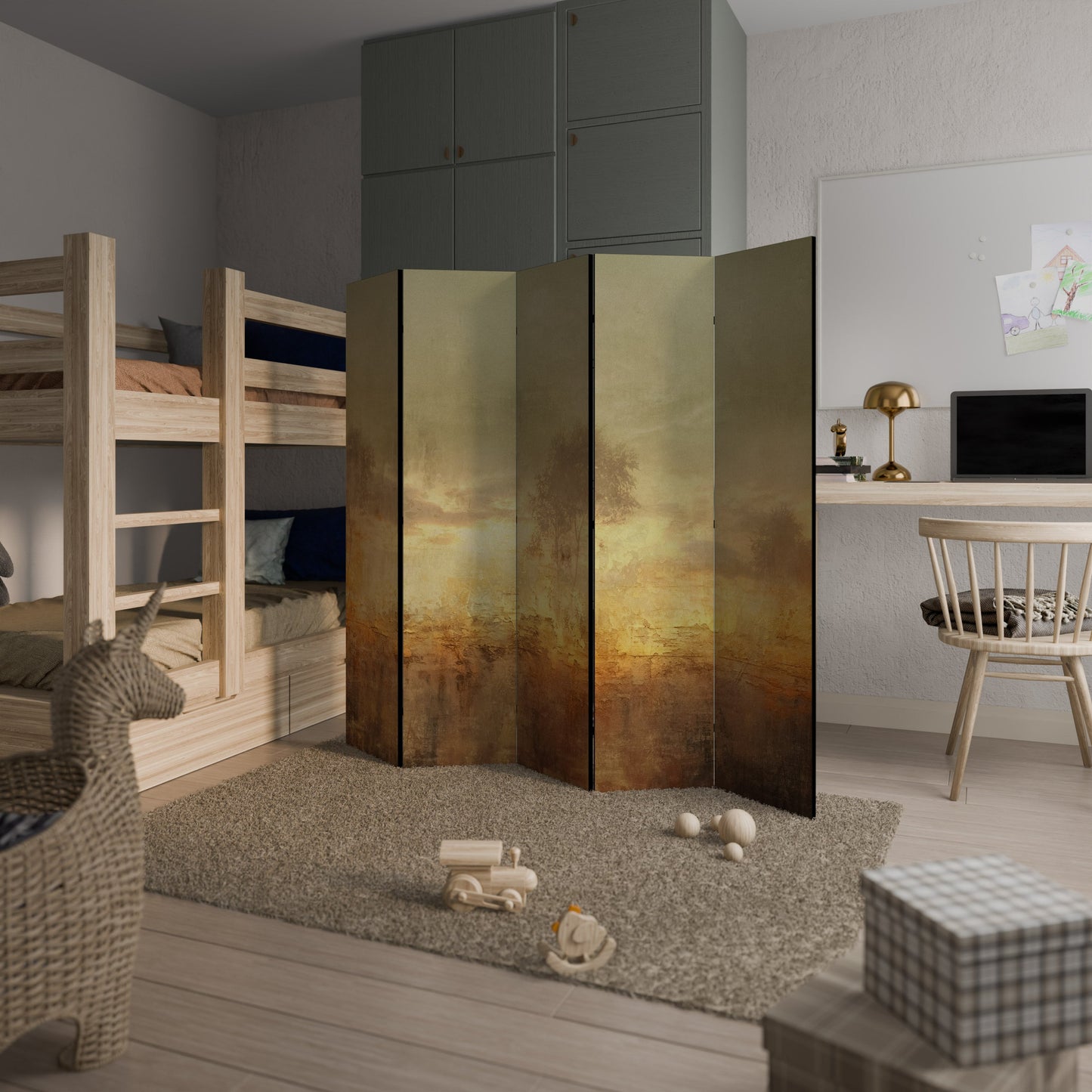 AMBER DREAMSCAPE Decorative 5-Panel Room Divider