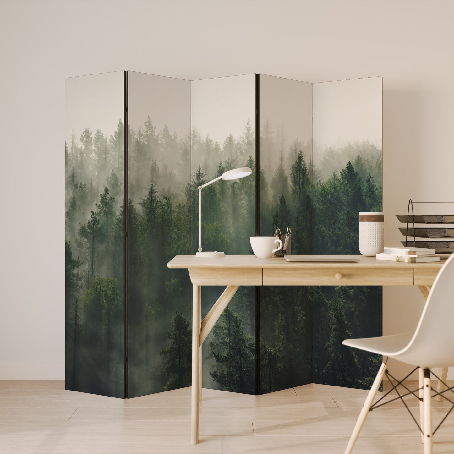 MISTY FOREST Decorative 5-Panel Room Divider