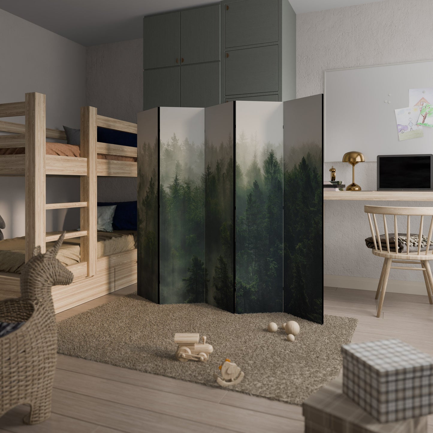 MISTY FOREST Decorative 5-Panel Room Divider