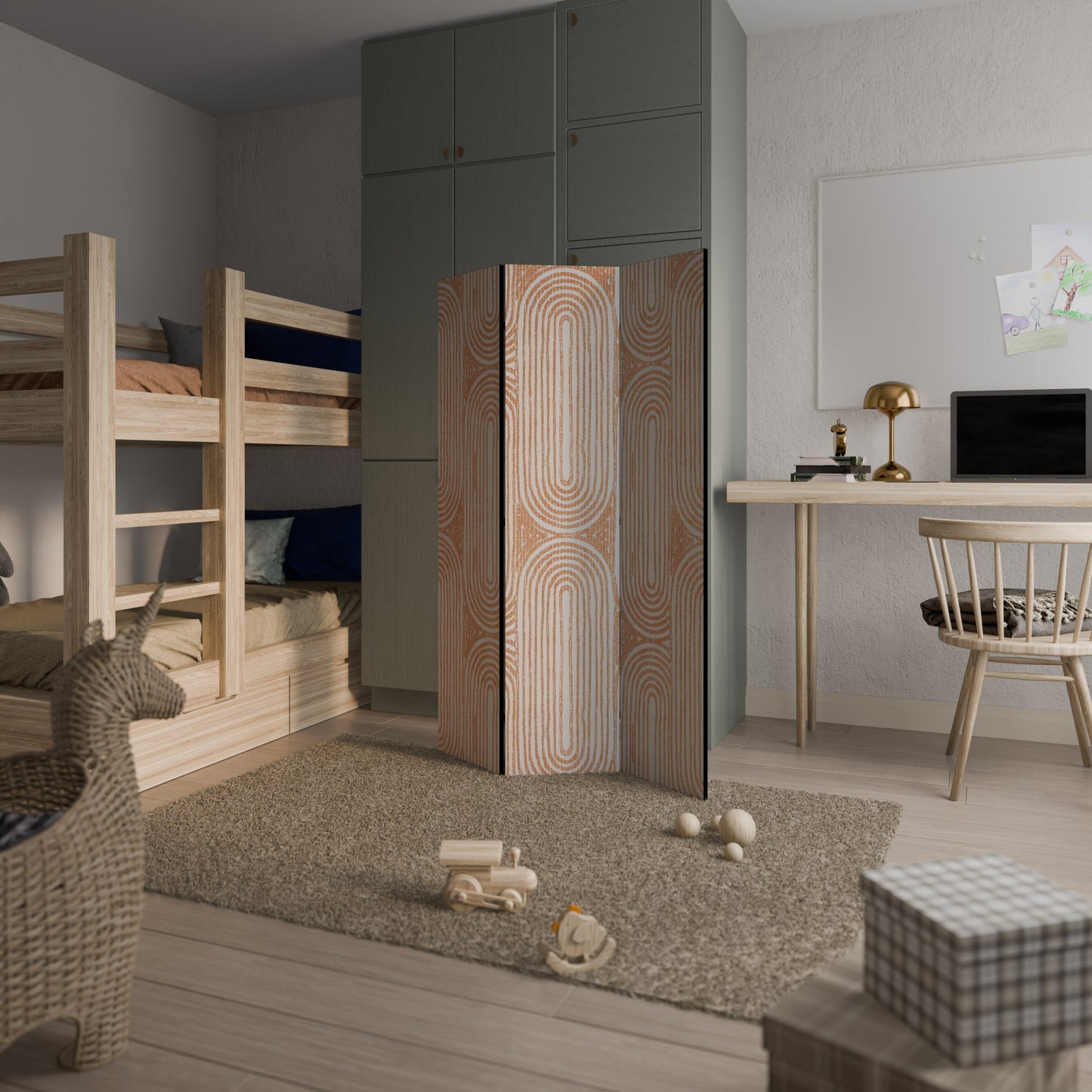 Dekorativ rumsavdelare med 3 paneler GEOMETRISK GLEAM