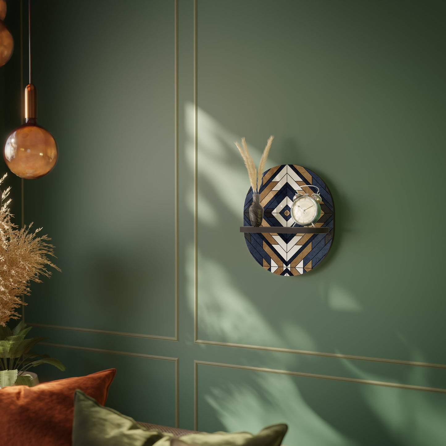 ARTFUL GEOMETRY Oval Art Shelf In Black Finish