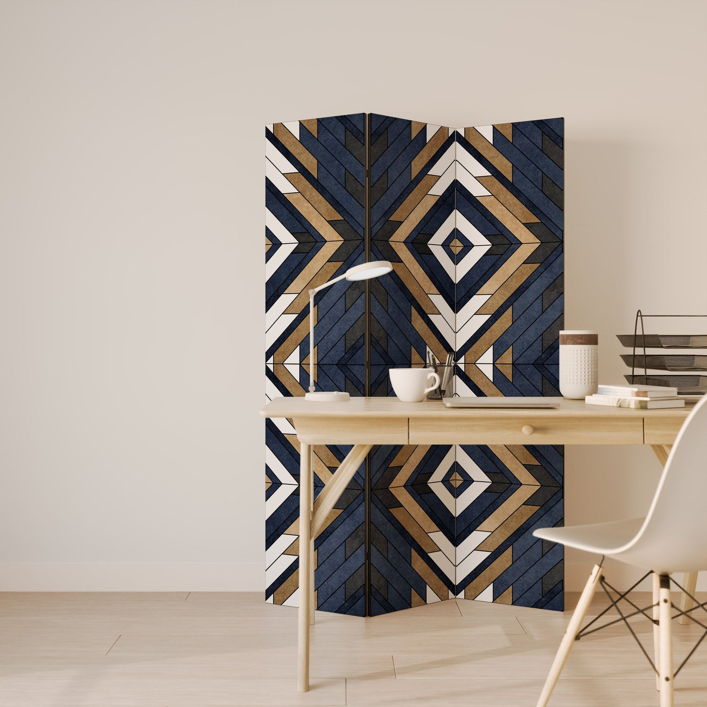 ARTFUL GEOMETRY Decorative 3-Panel Room Divider