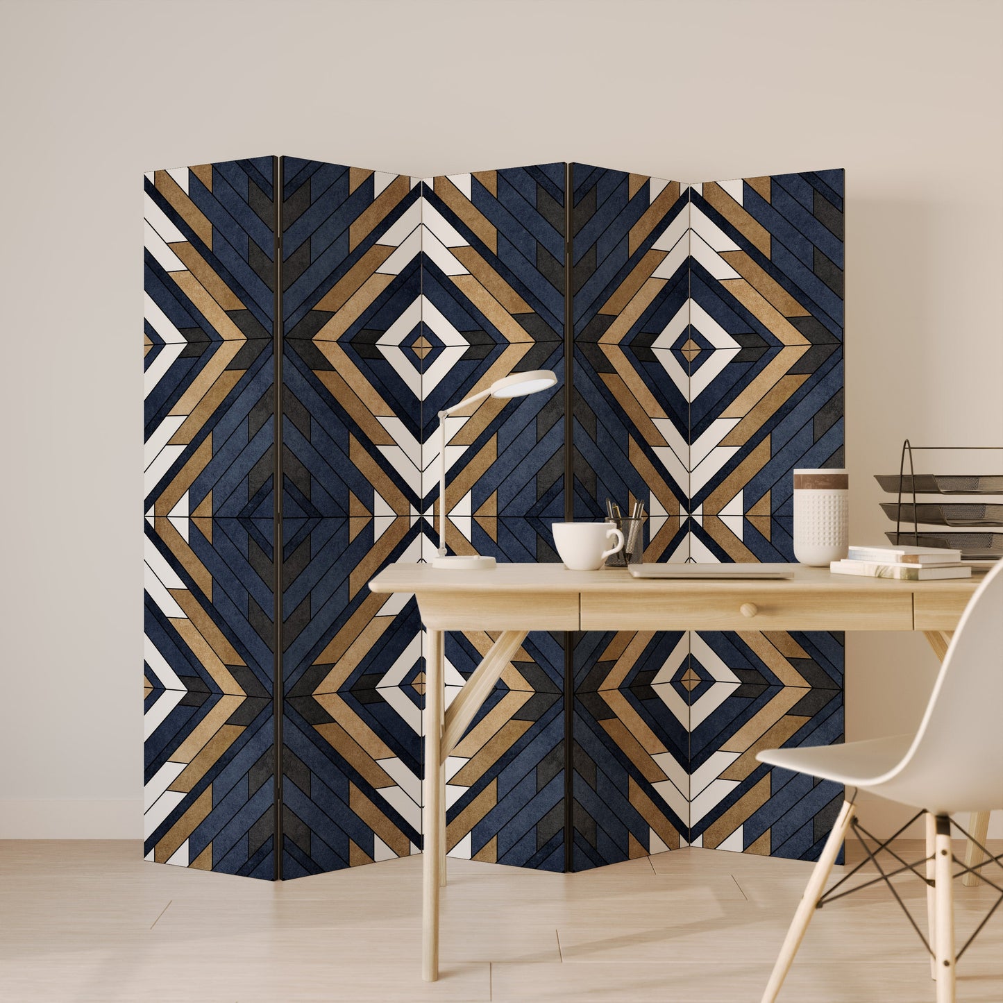 ARTFUL GEOMETRY Decorative 5-Panel Room Divider