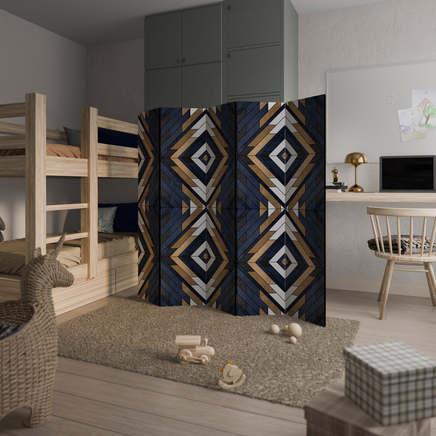 ARTFUL GEOMETRY Decorative 5-Panel Room Divider