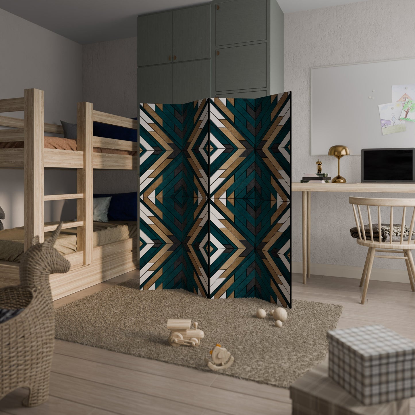 ARTISTIC GEOMETRY Decorative 4-Panel Room Divider