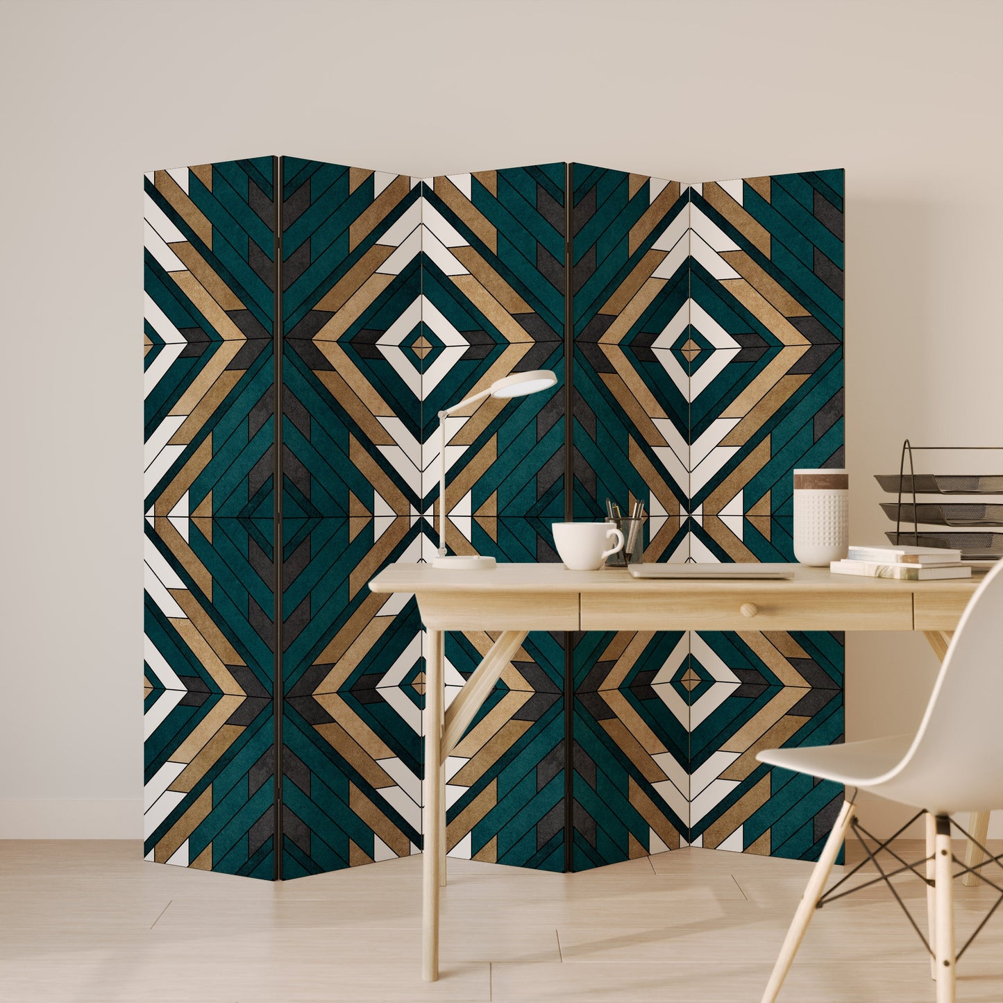 ARTISTIC GEOMETRY Decorative 5-Panel Room Divider