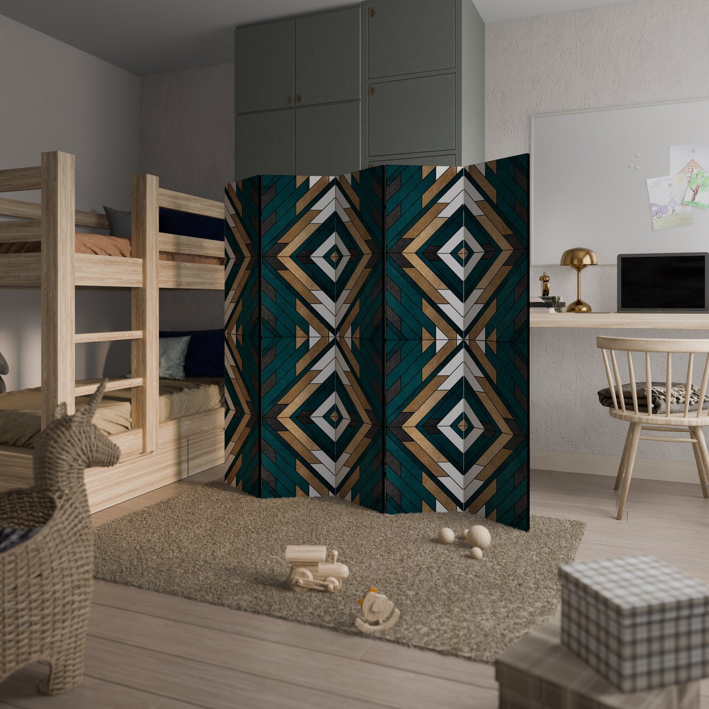 ARTISTIC GEOMETRY Decorative 5-Panel Room Divider