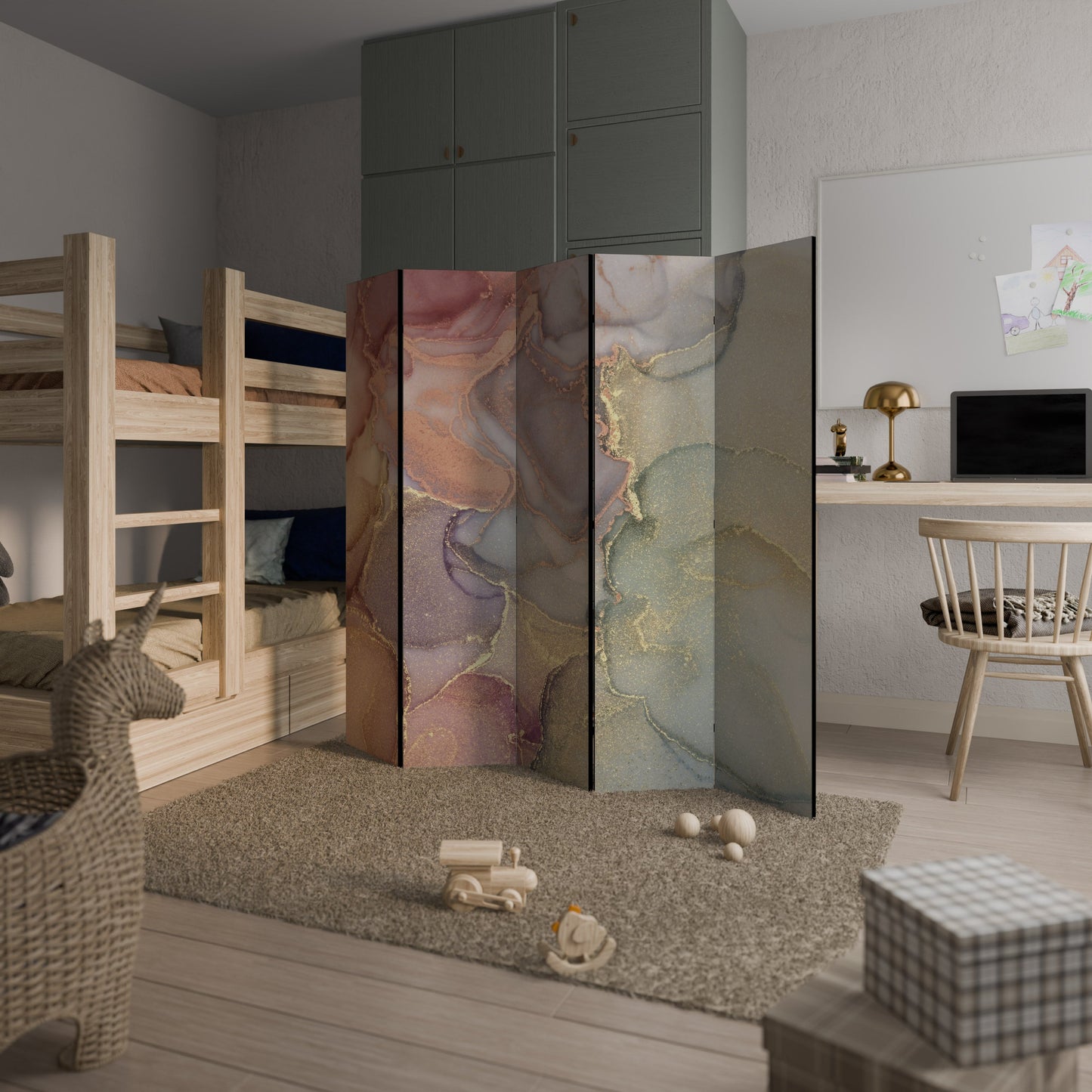 GOLDEN DREAMSCAPE RHYTHM Decorative 5-Panel Room Divider