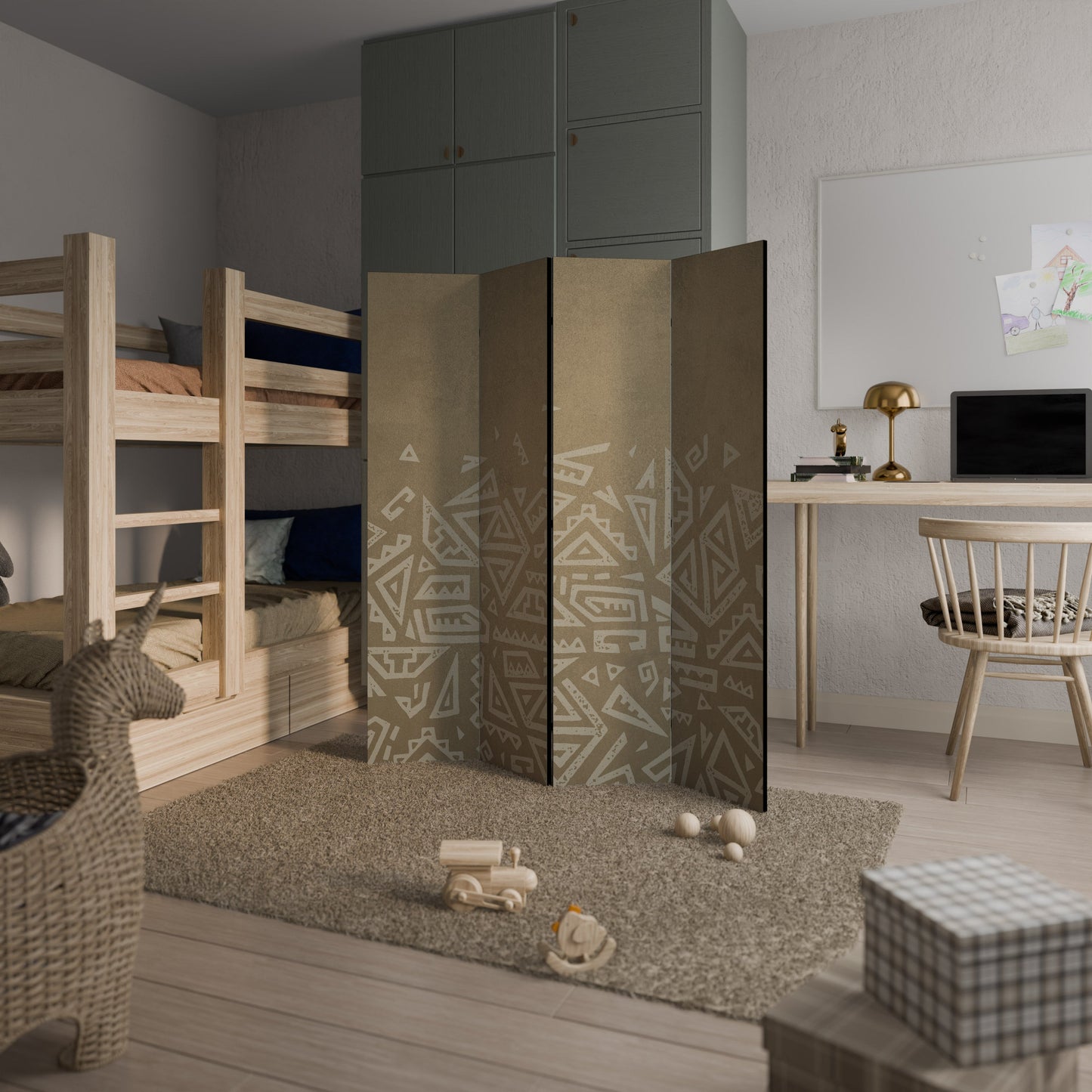KULTURELL LAYERING Dekorativ rumsavdelare med 4 paneler