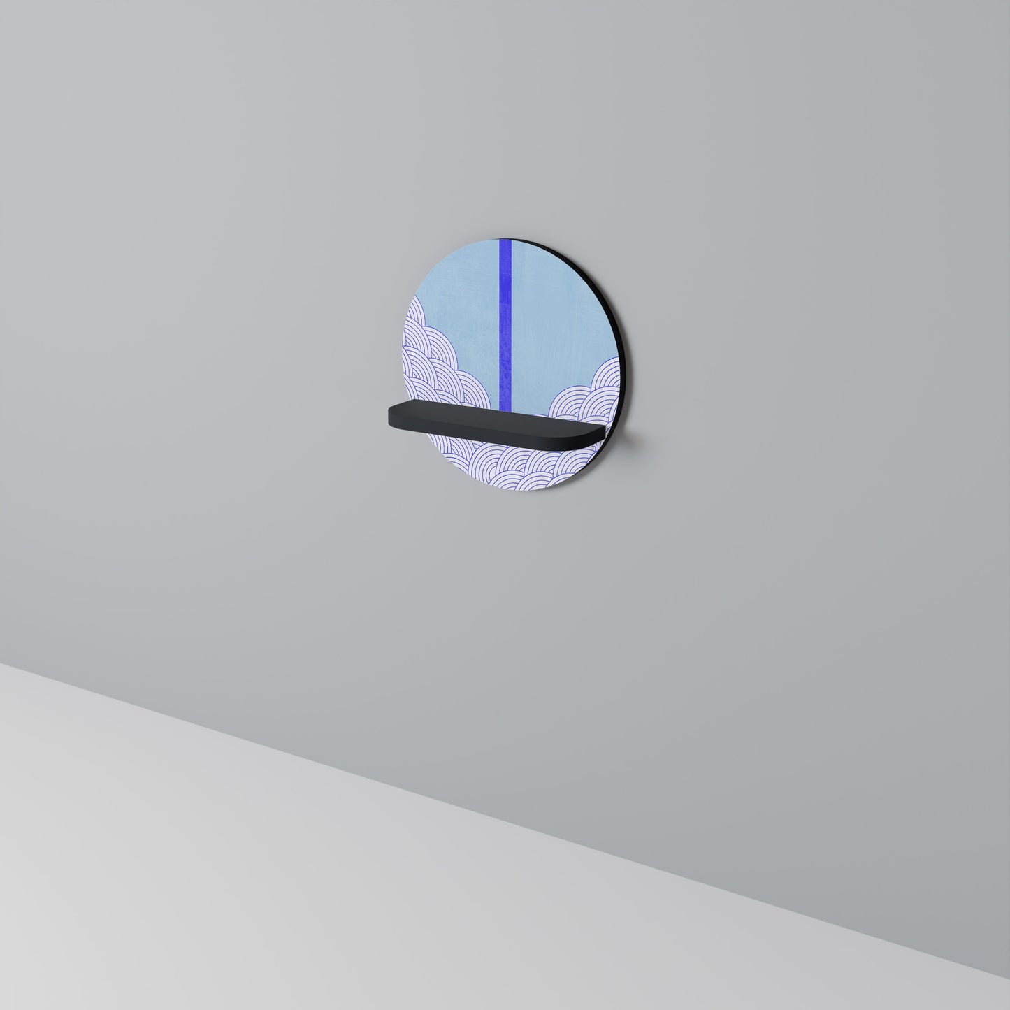 TIDAL SRIPE Rund konsthylla i svart finish