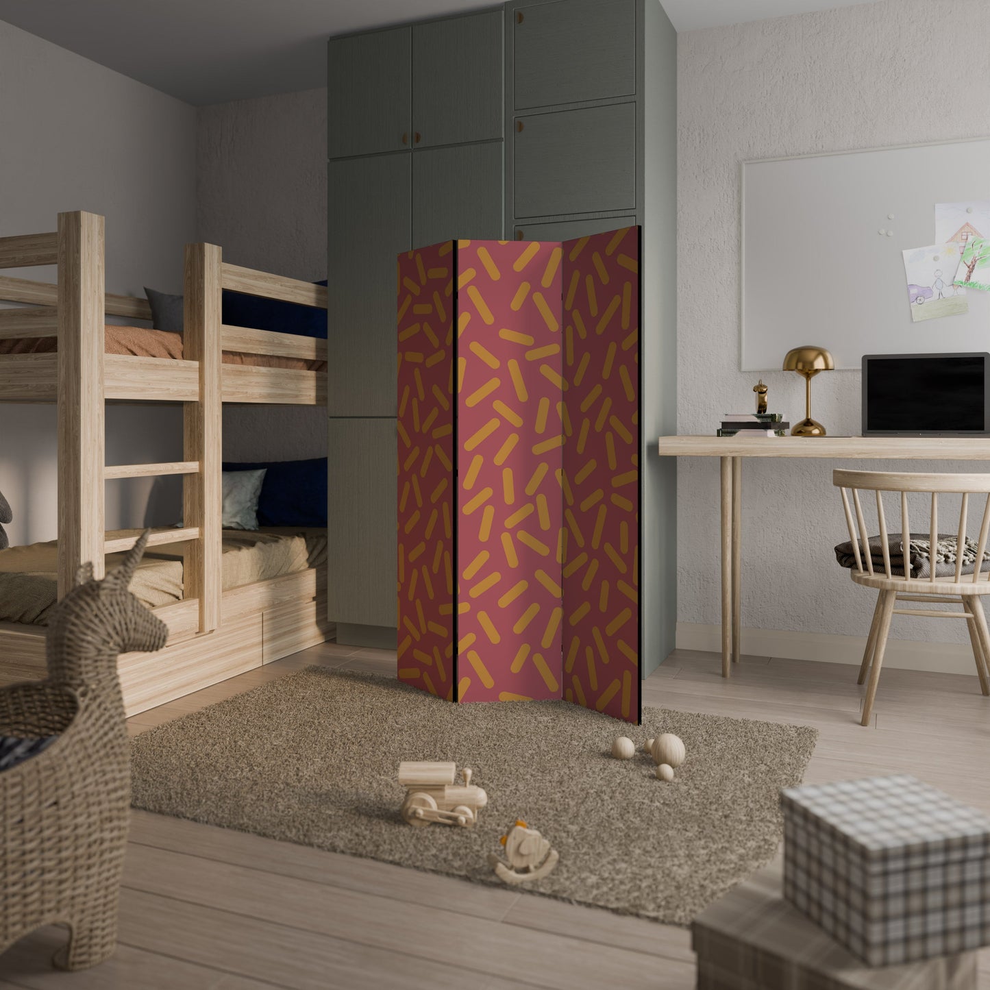 RADIANT STRIPE SYMPHONY Dekorativ rumsavdelare med 3 paneler