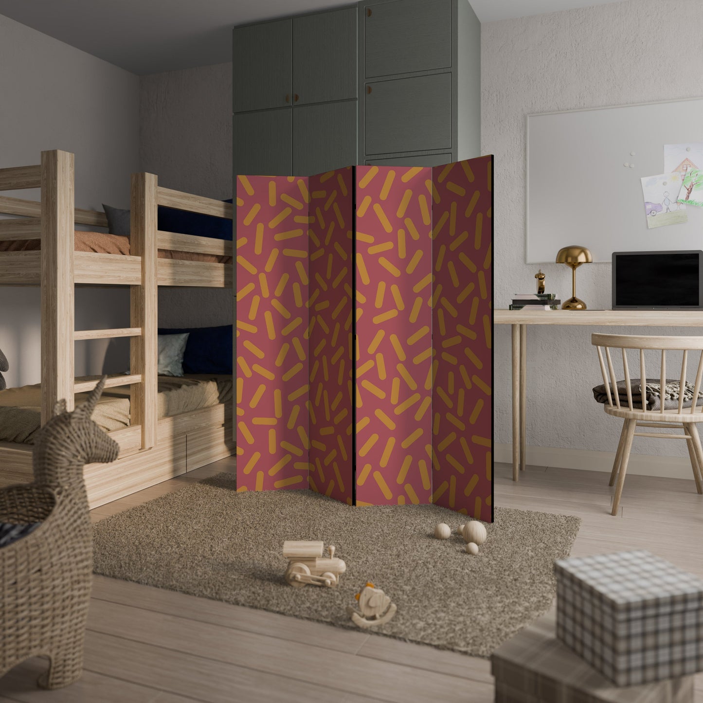 RADIANT STRIPE SYMPHONY Dekorativ rumsavdelare med 4 paneler