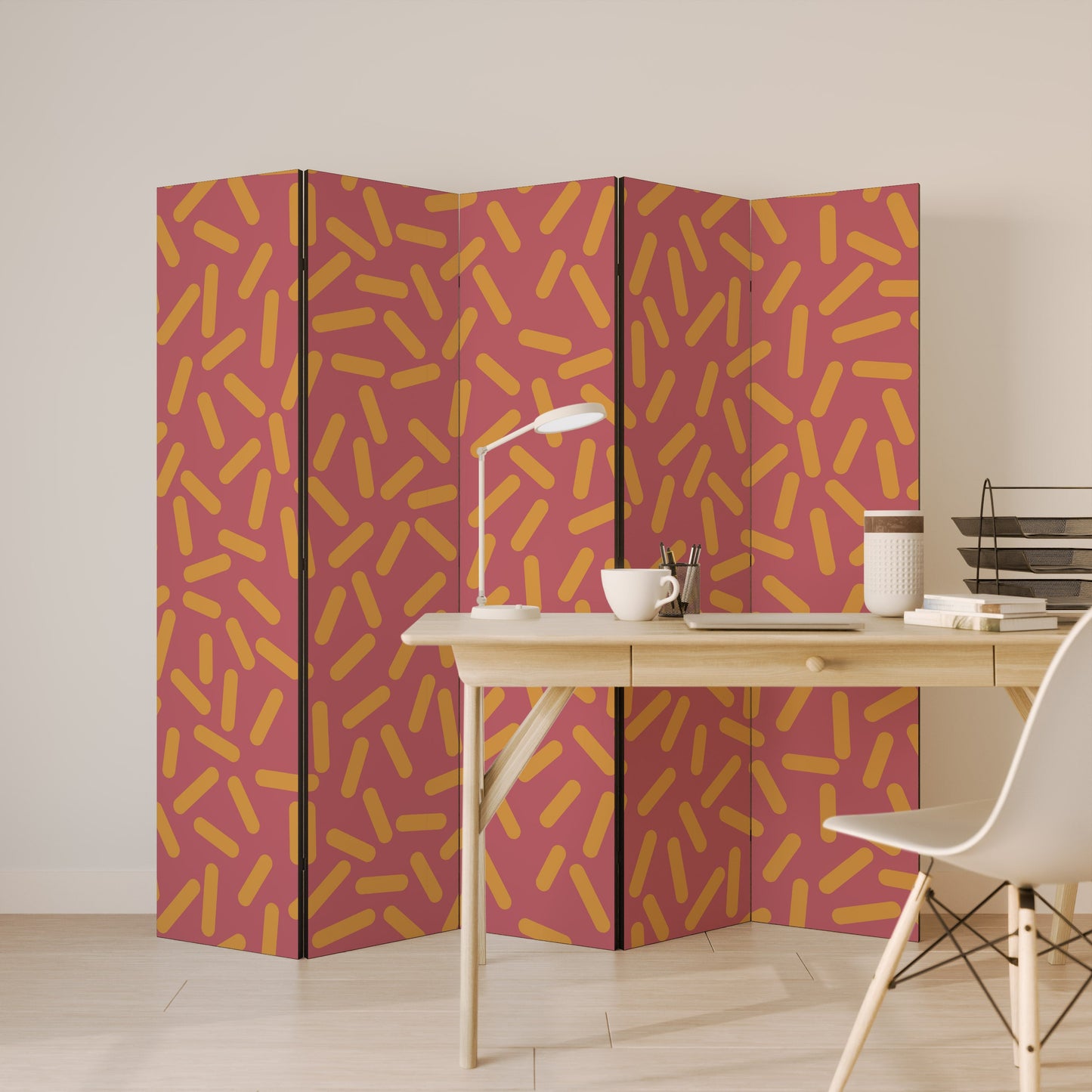 RADIANT STRIPE SYMPHONY Decorative 5-Panel Room Divider