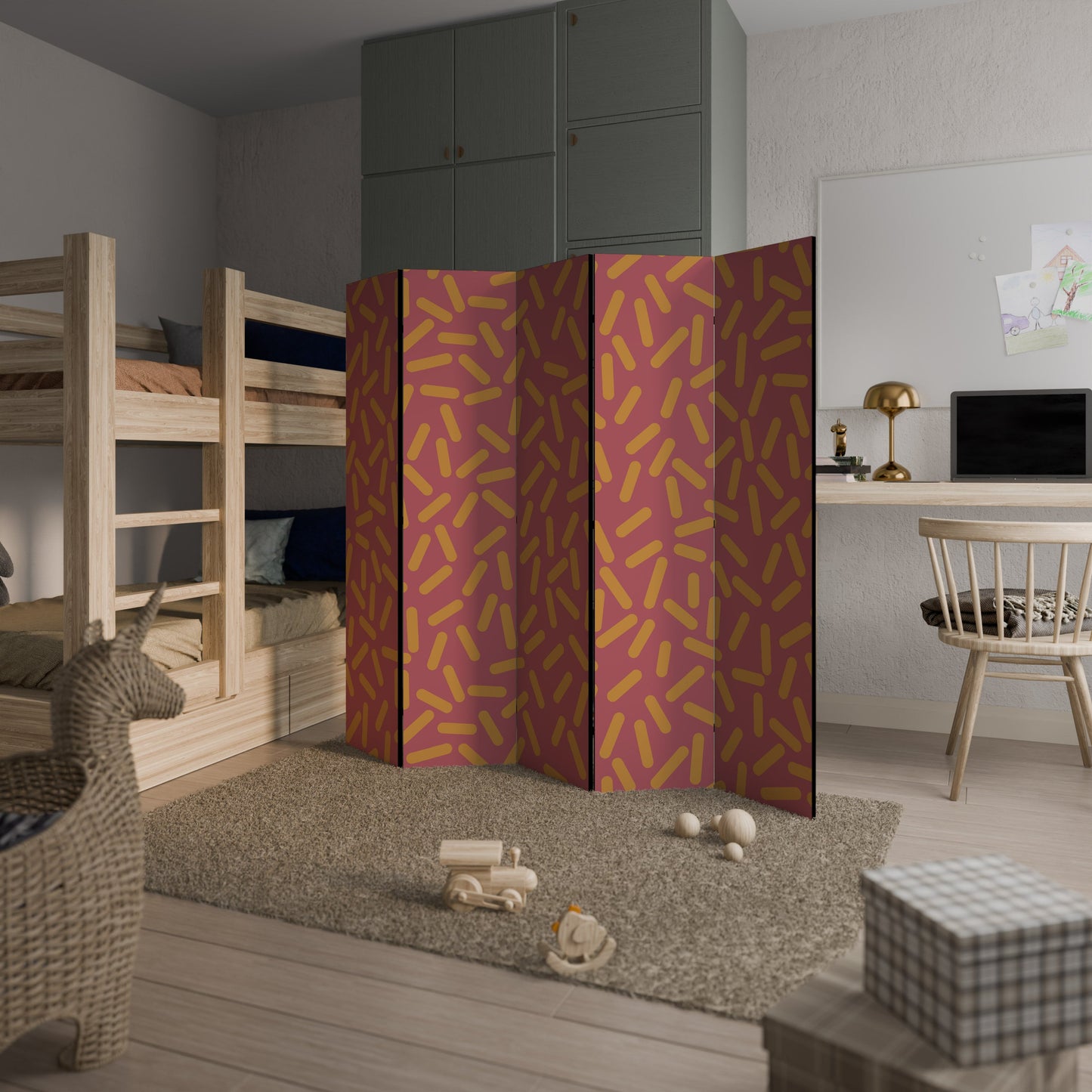 RADIANT STRIPE SYMPHONY Decorative 5-Panel Room Divider