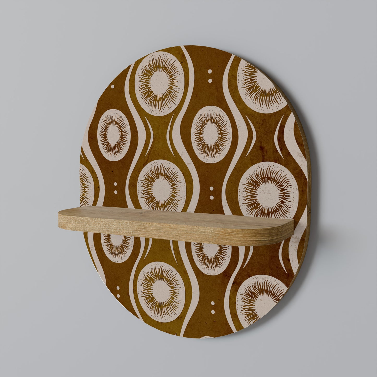 BROWN EYES Oval Art Shelf In Oak Effect