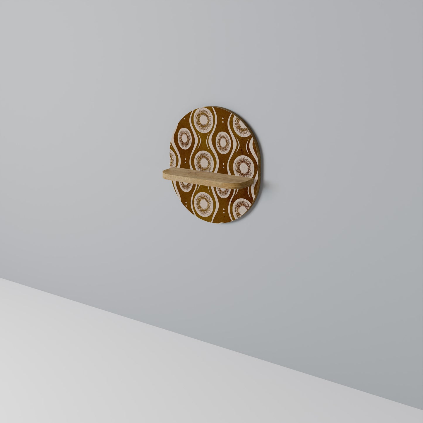 BROWN EYES Oval Art Shelf In Oak Effect