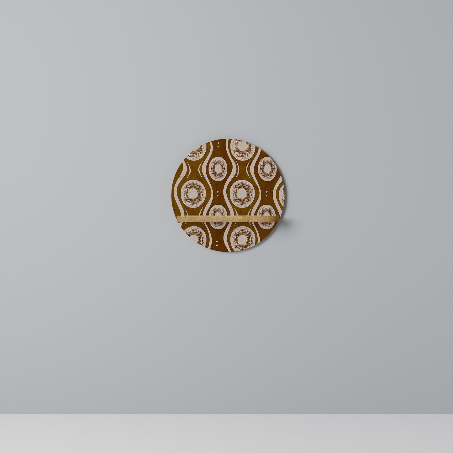 BROWN EYES Round Art Shelf In Oak Effect