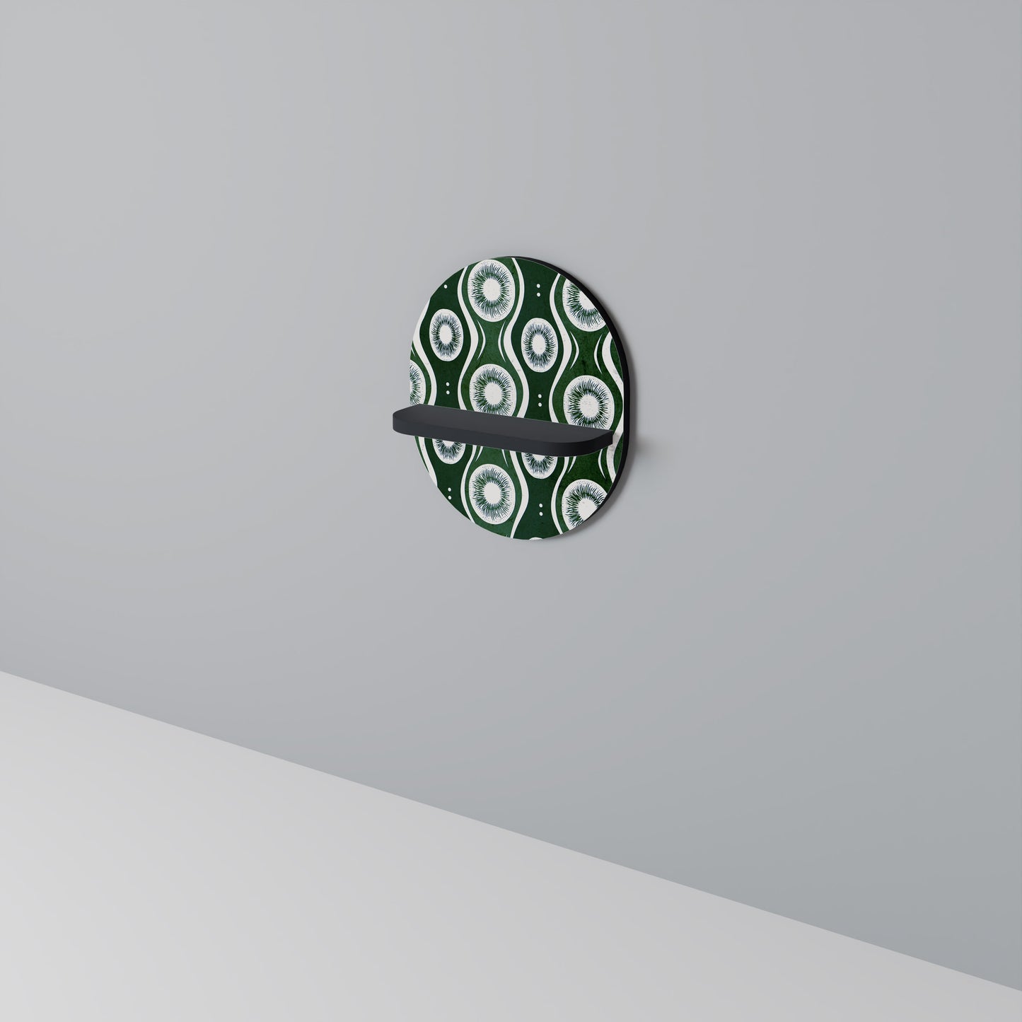 GREEN EYES Oval Art Shelf In Black Finish