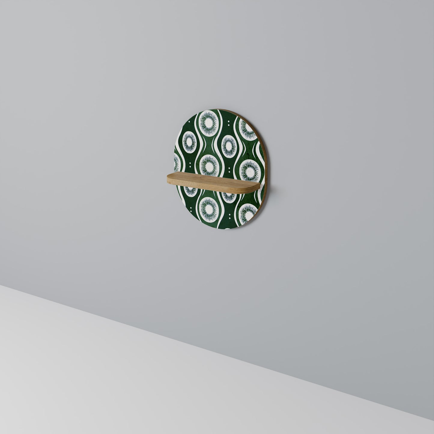 GREEN EYES Oval Art Shelf In Oak Effect