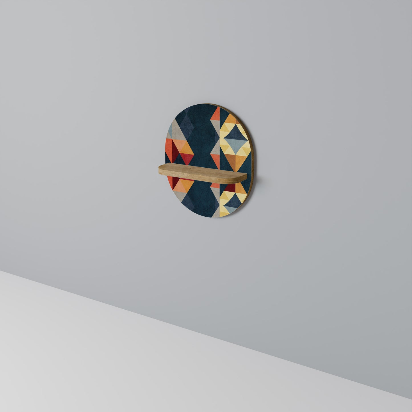 CRACKED ILLUSION Oval Art Shelf In Oak Effect