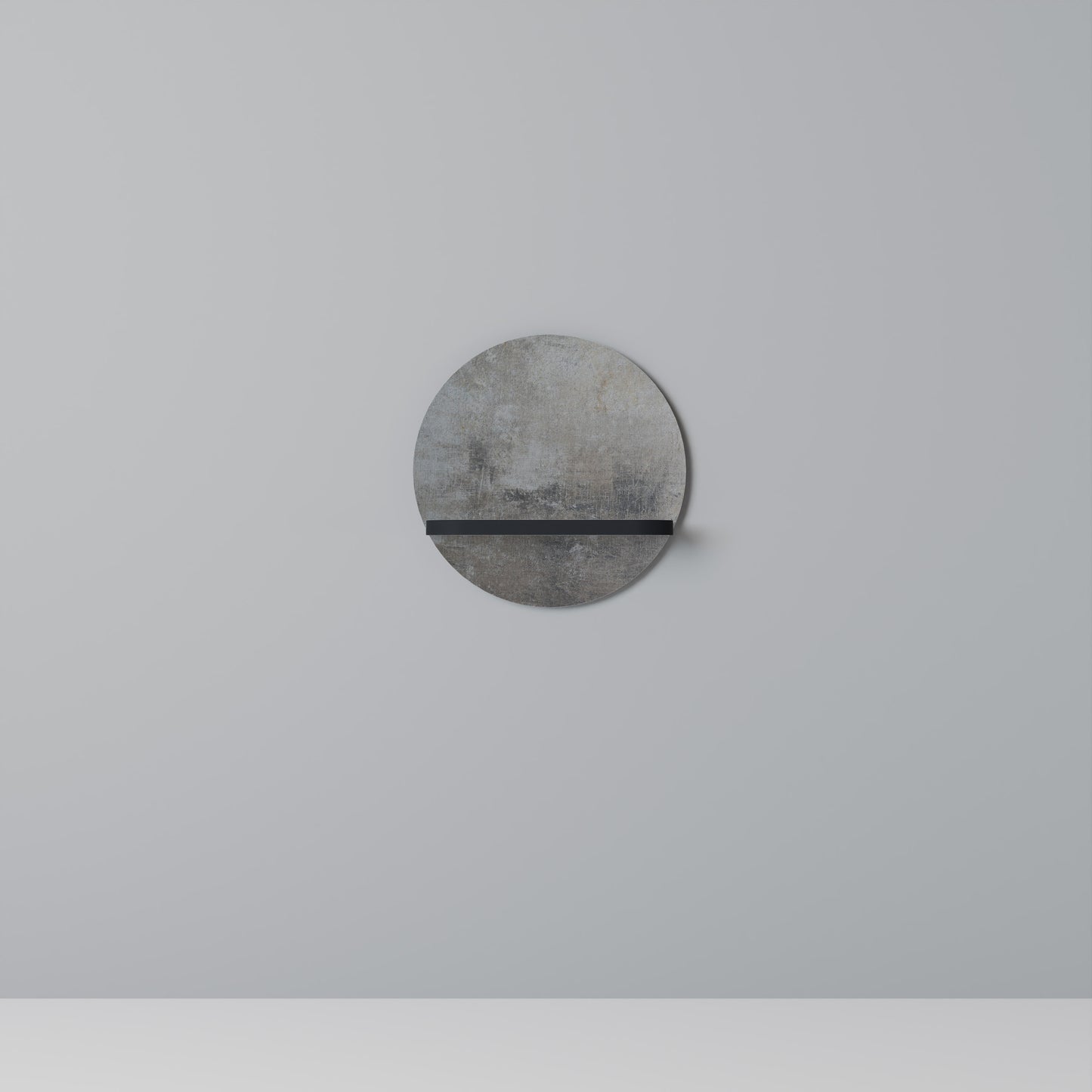 CONCRETE WALL Round Art Shelf In Black Finish