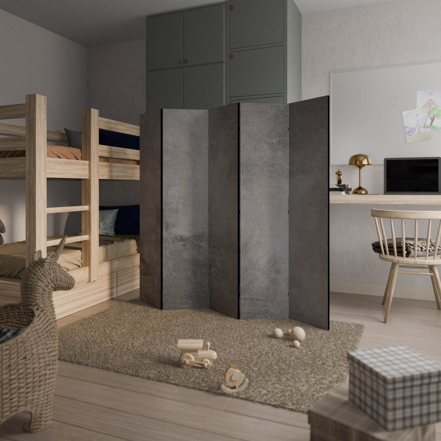 CONCRETE WALL Decorative 5-Panel Room Divider