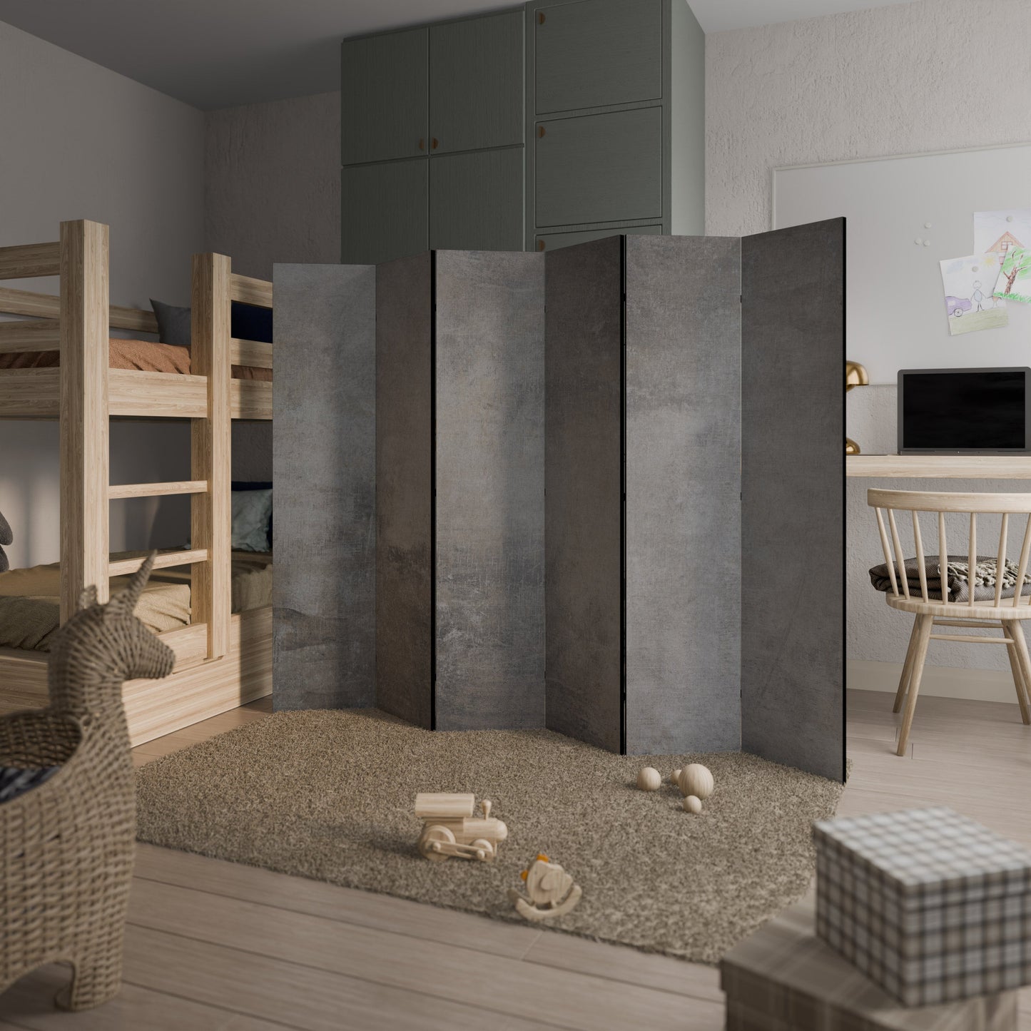 CONCRETE WALL Decorative 6-Panel Room Divider
