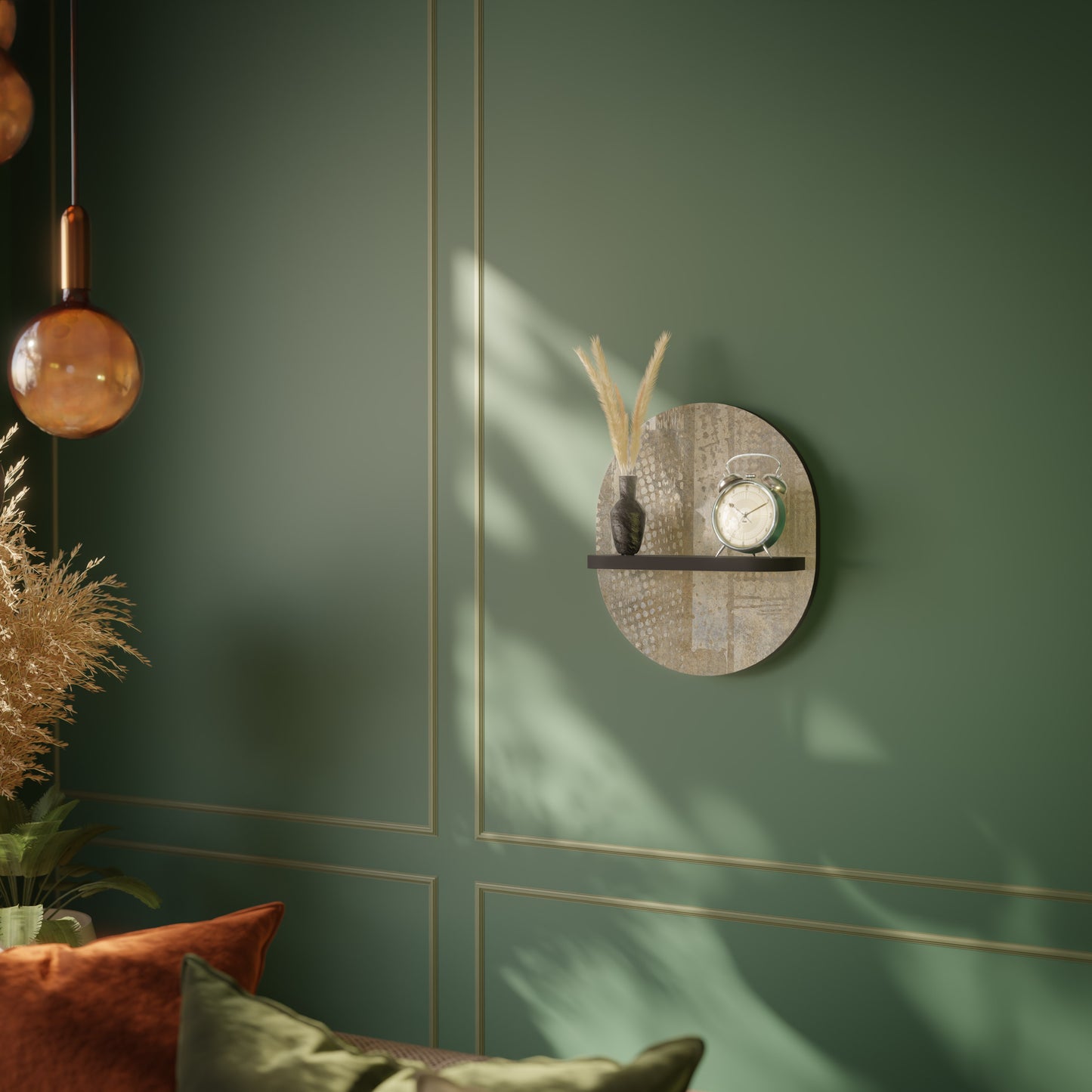 SCREEN ERROR Oval Art Shelf In Black Finish