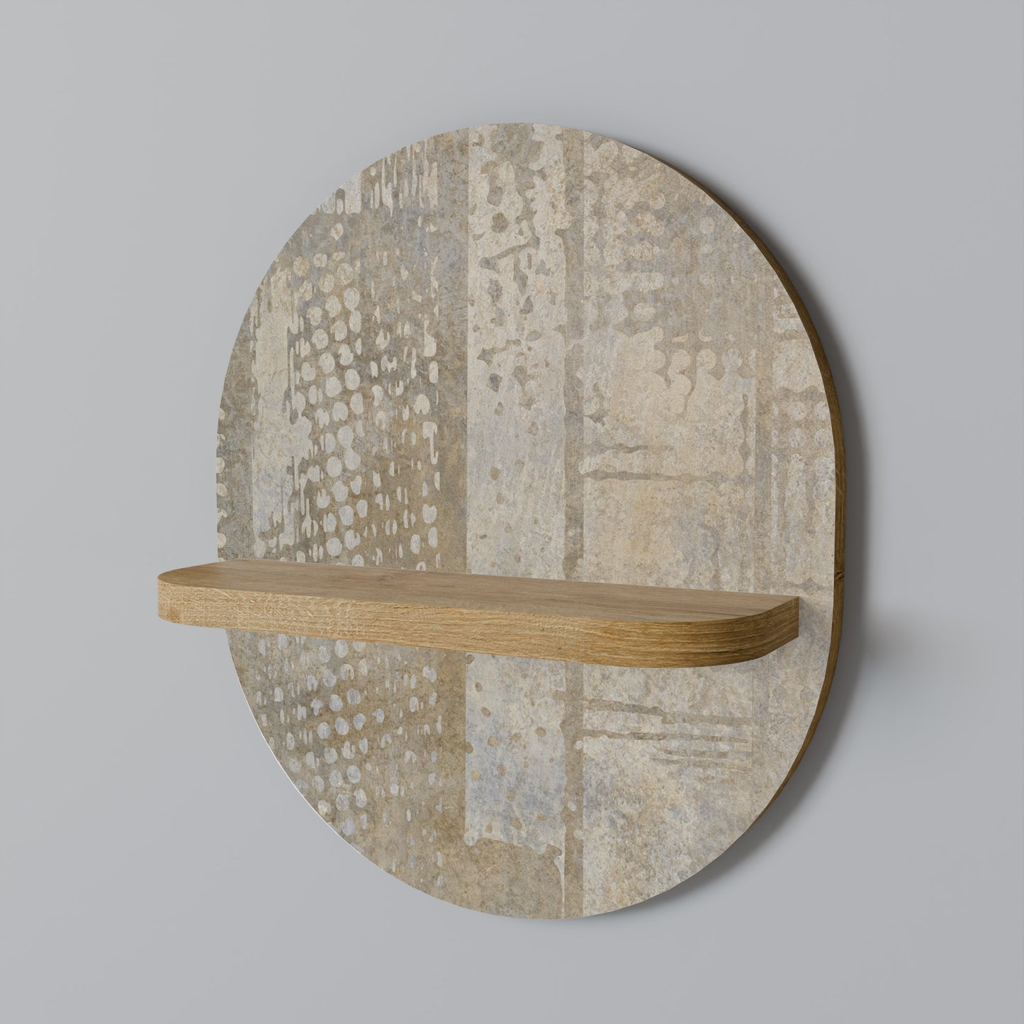 SCREEN ERROR Oval Art Shelf In Oak Effect